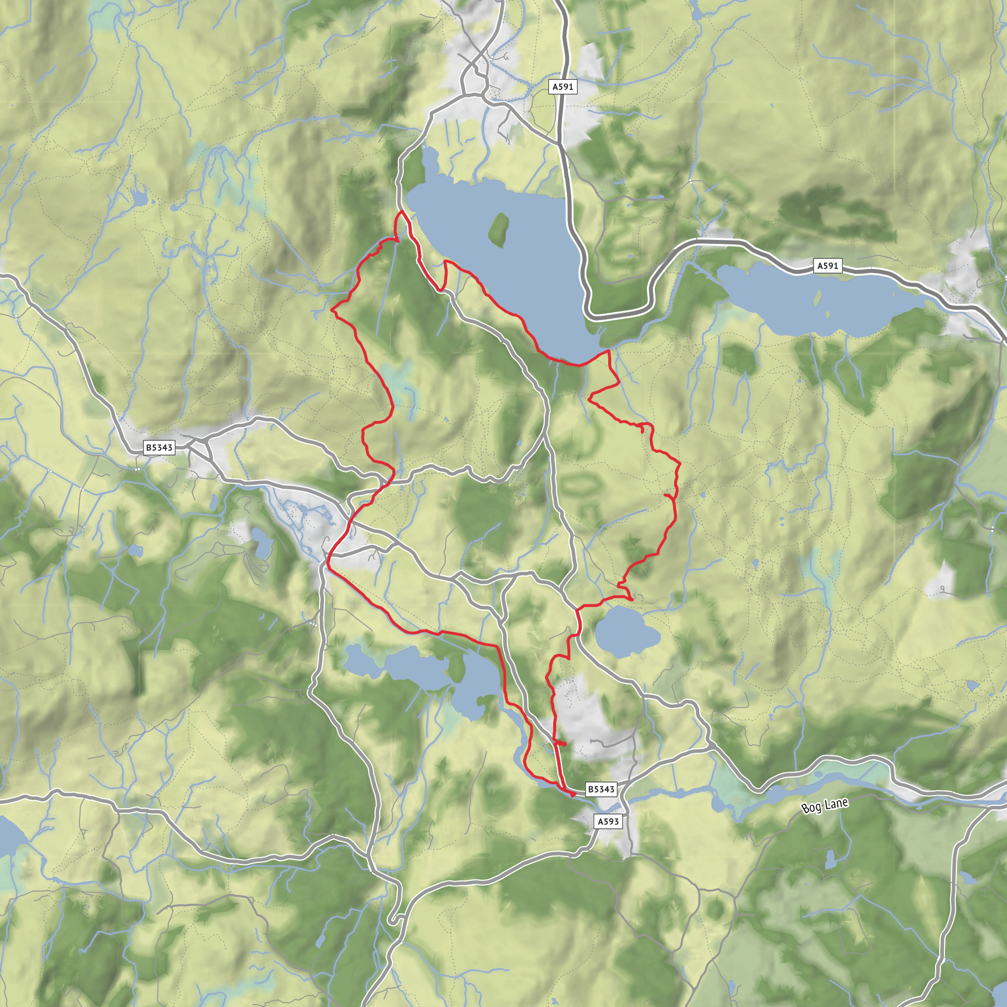 Hike from Westmorland and Furness via Grasmere mobile static map