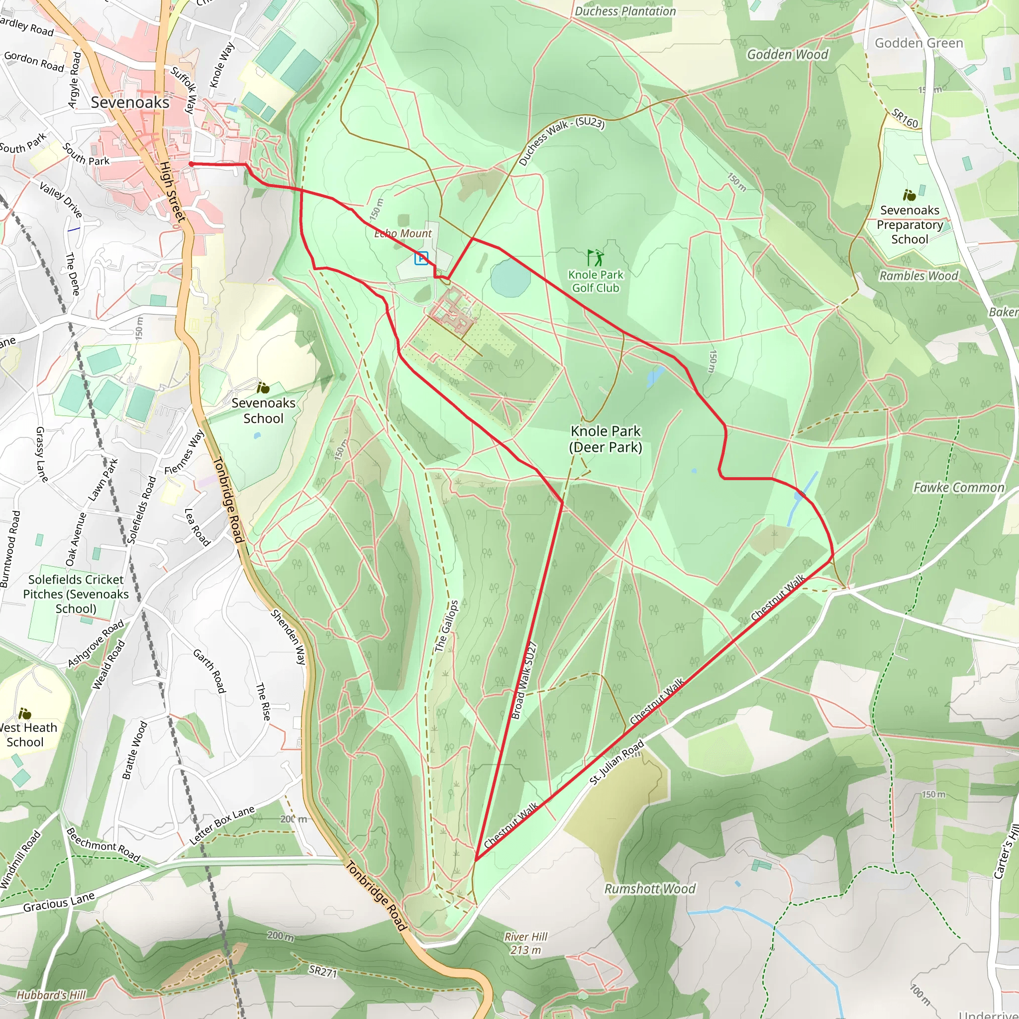 Echo Mount and Greensand Way mobile static map
