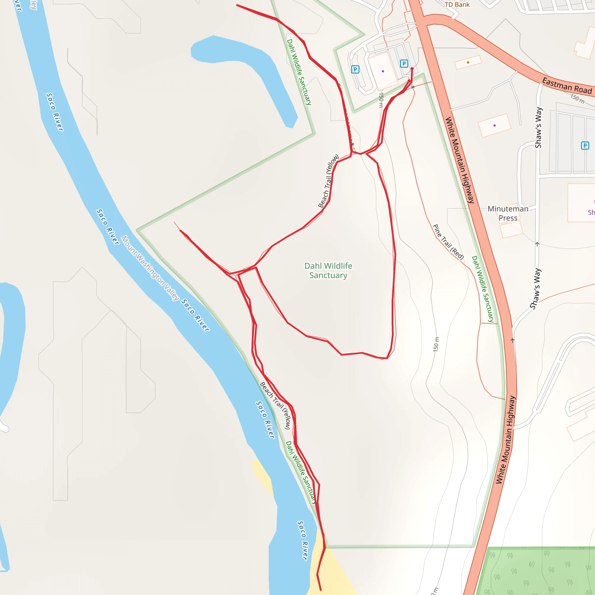 Saco River via Beach Trail - Yellow mobile static map