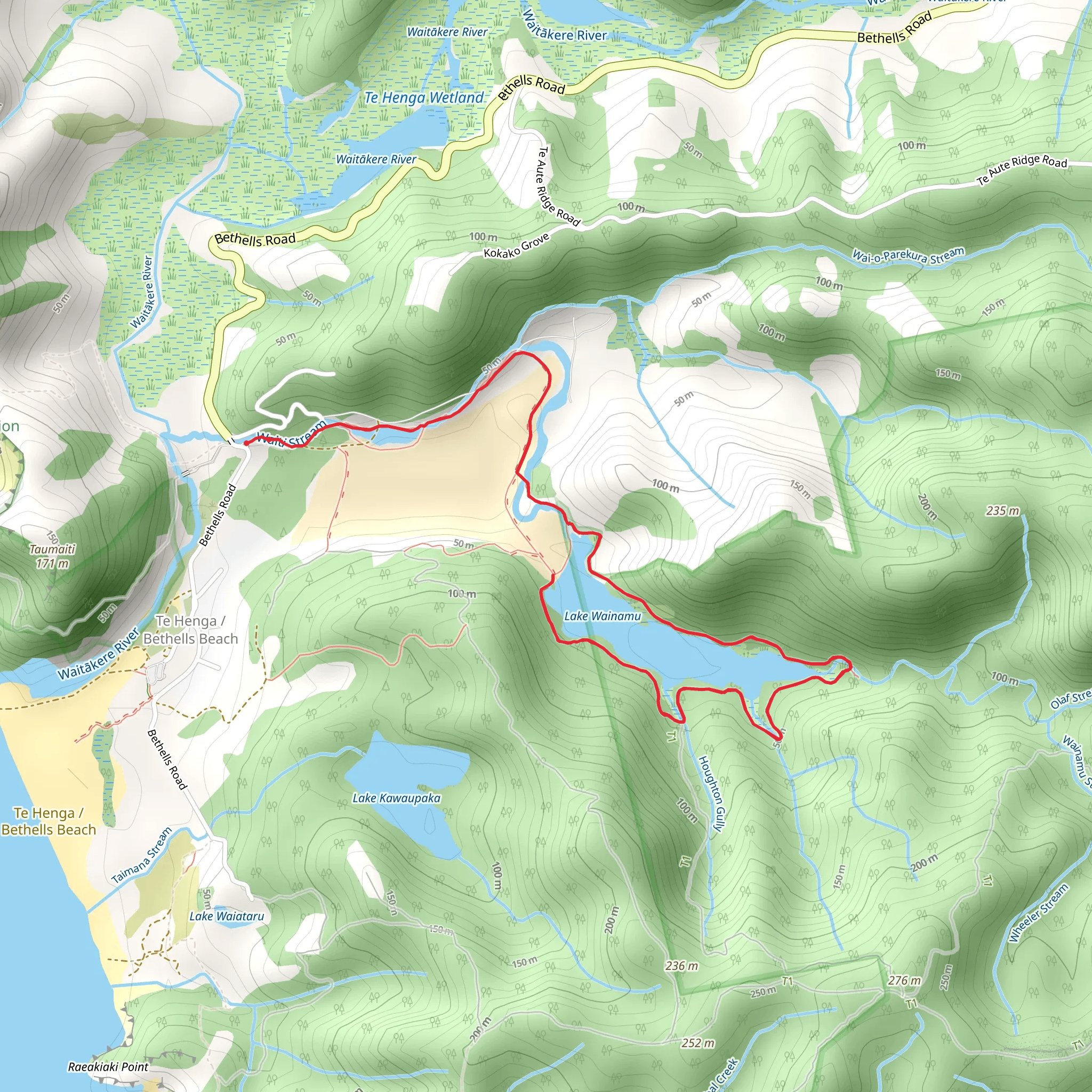 Lake Wainamu Track mobile static map