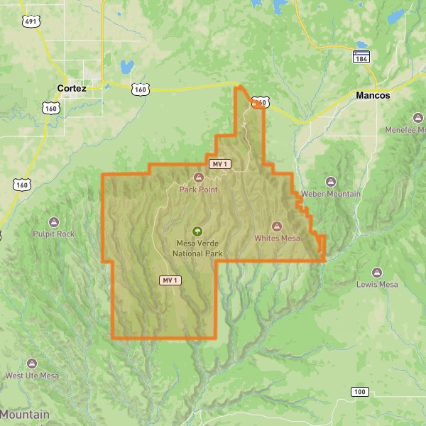 Mesa Verde National Park mobile static map