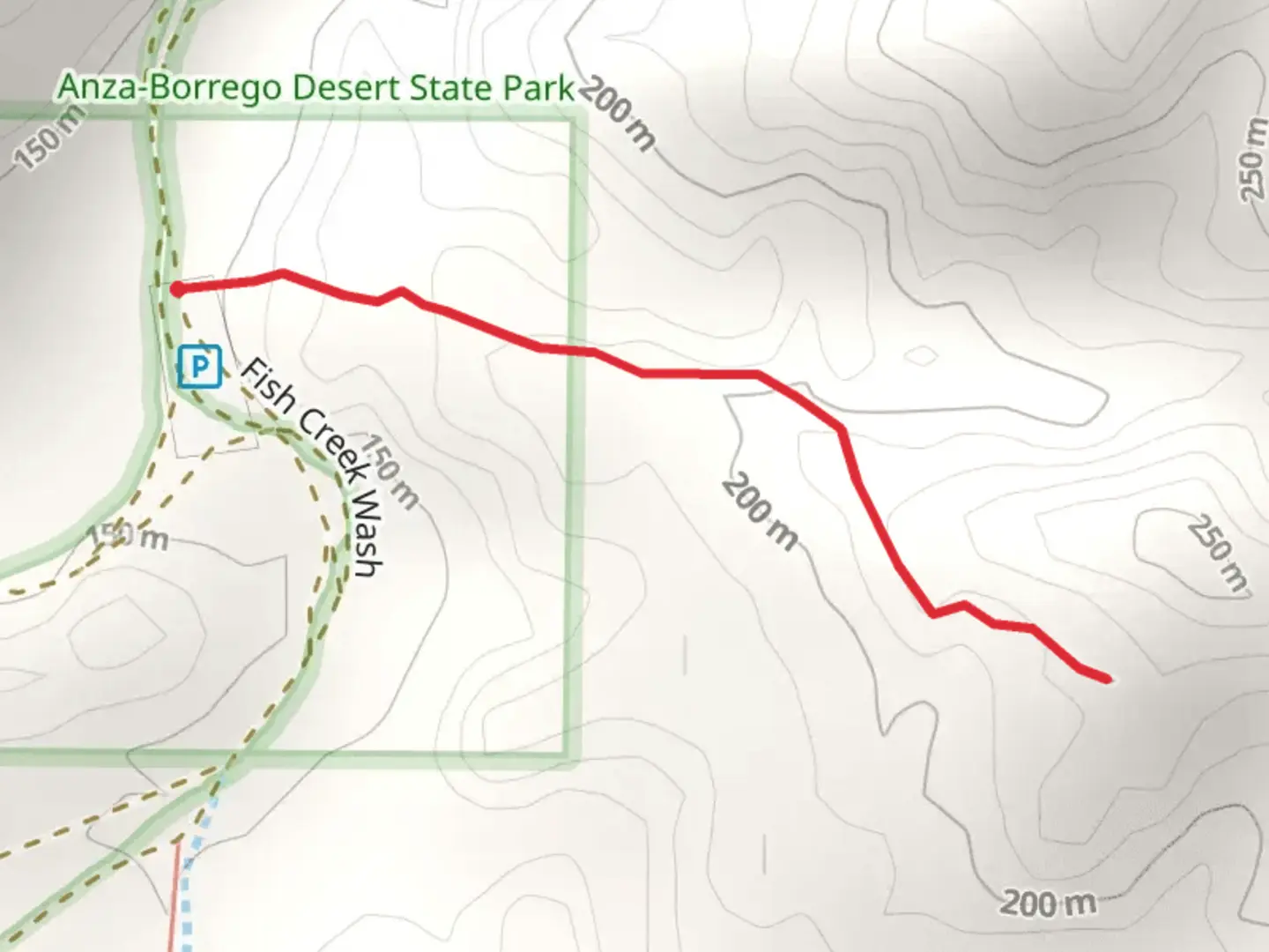 An image depicting the trail Fish Creek Wash Hill Trail and its surrounding area.
