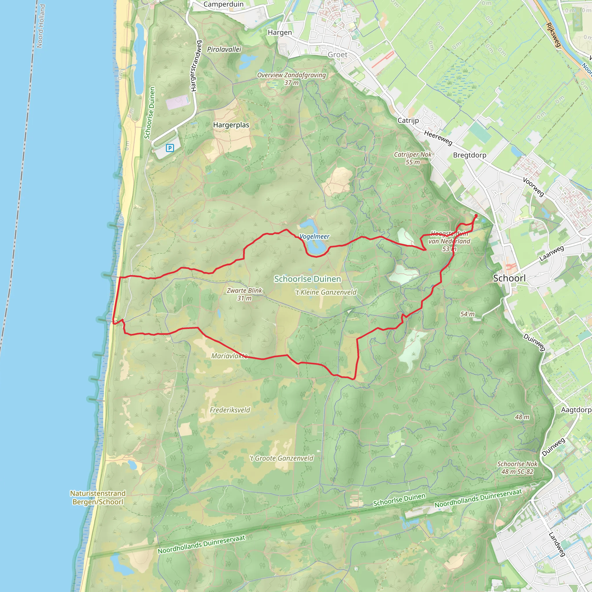 Vogelmeer and Schoorlse Duinen Loop mobile static map