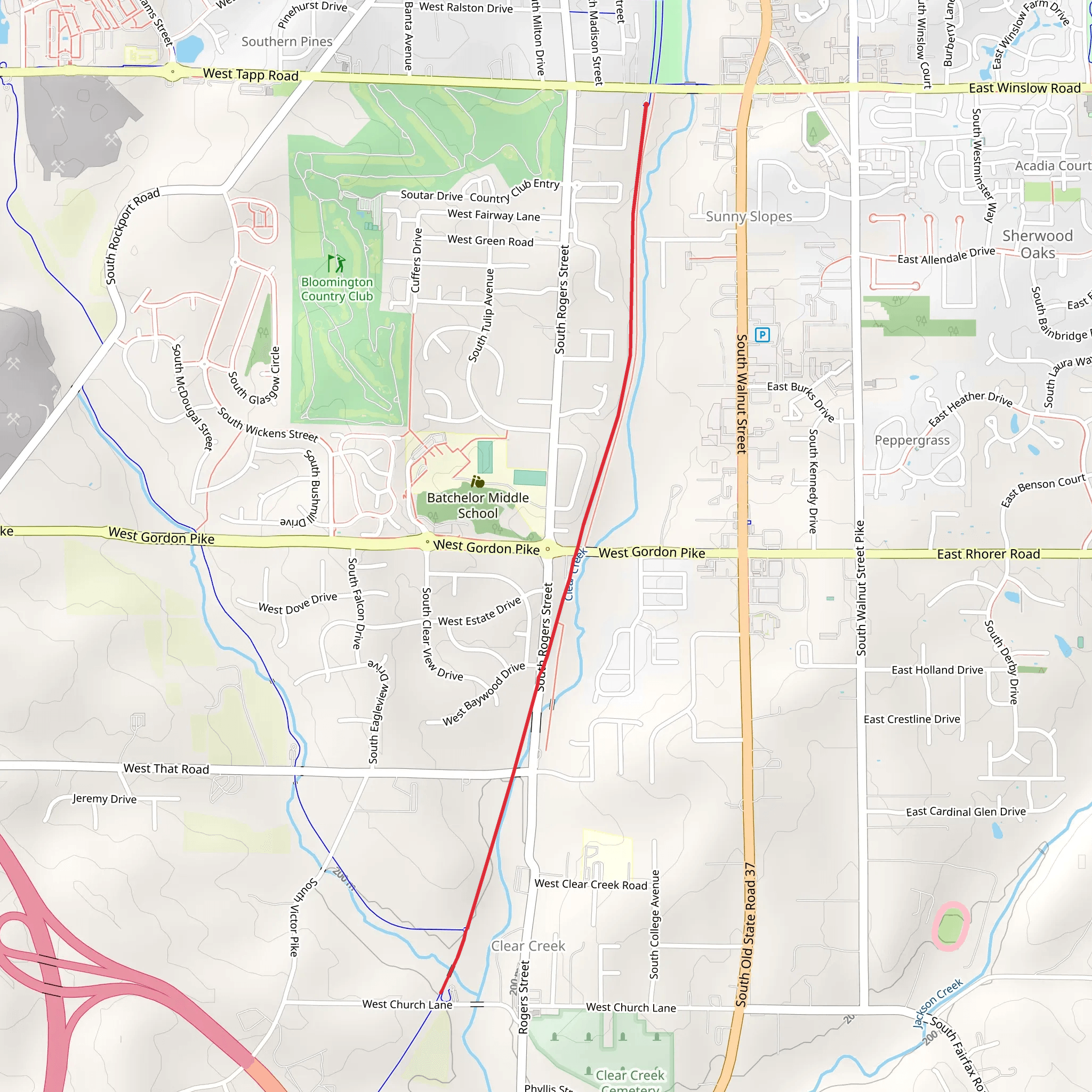 Bloomington Rail Trail mobile static map