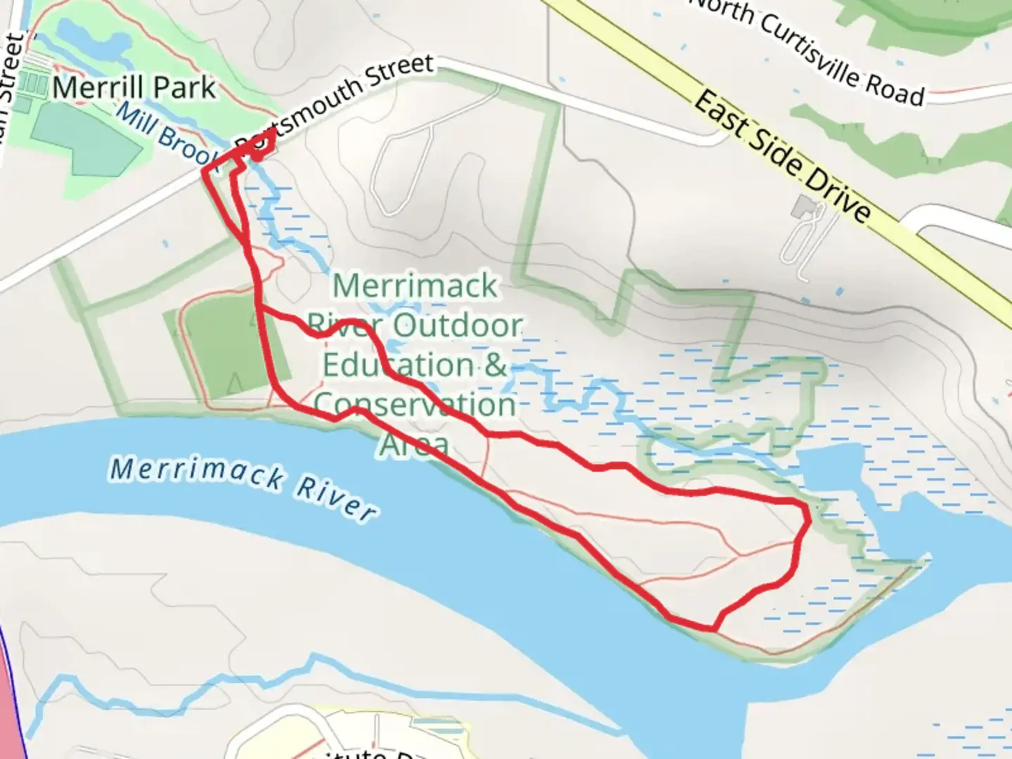 An image depicting the trail Mill Brook and its surrounding area.