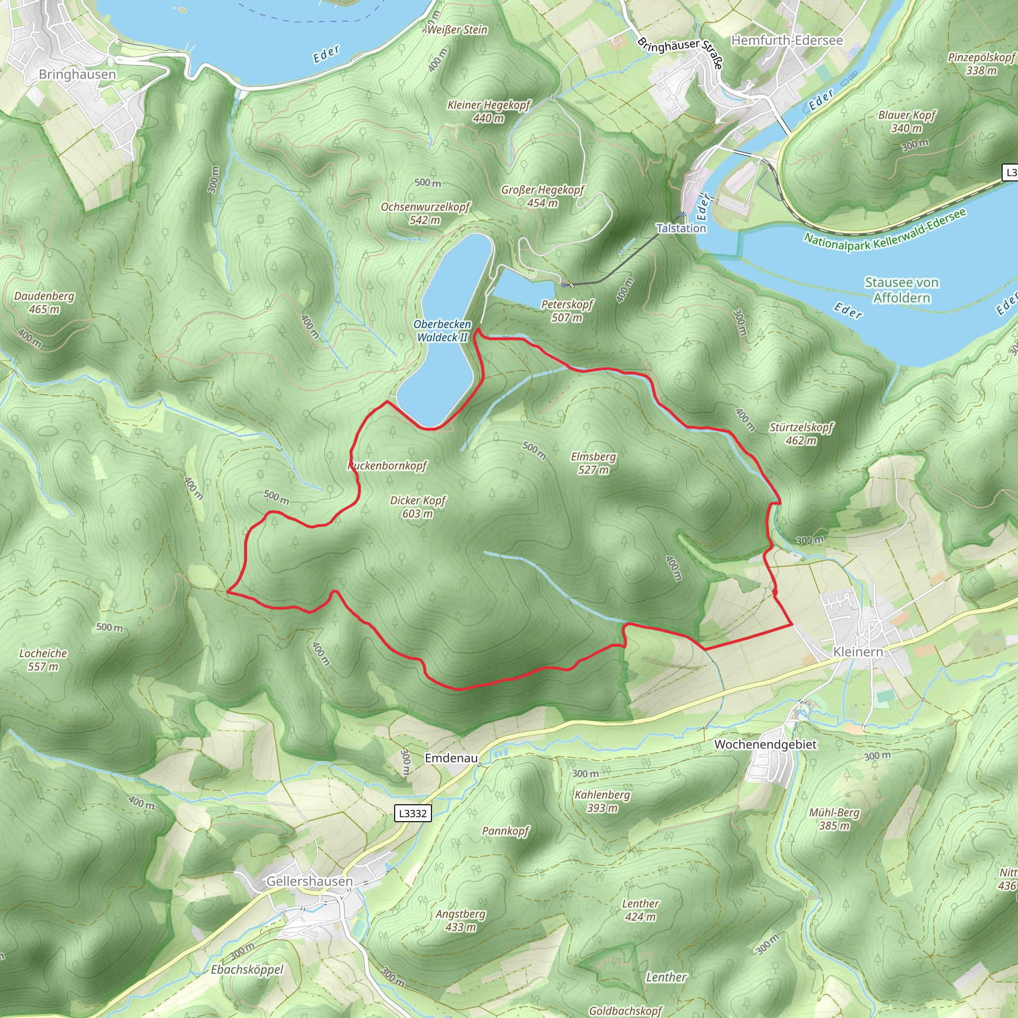 Dicker Route and Waldecker Weg mobile static map