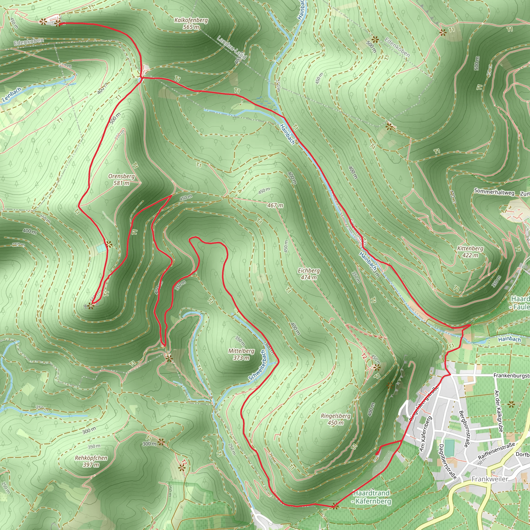 Walddusche, Ruine Neuscharfeneck and Orensfelsen Loop mobile static map