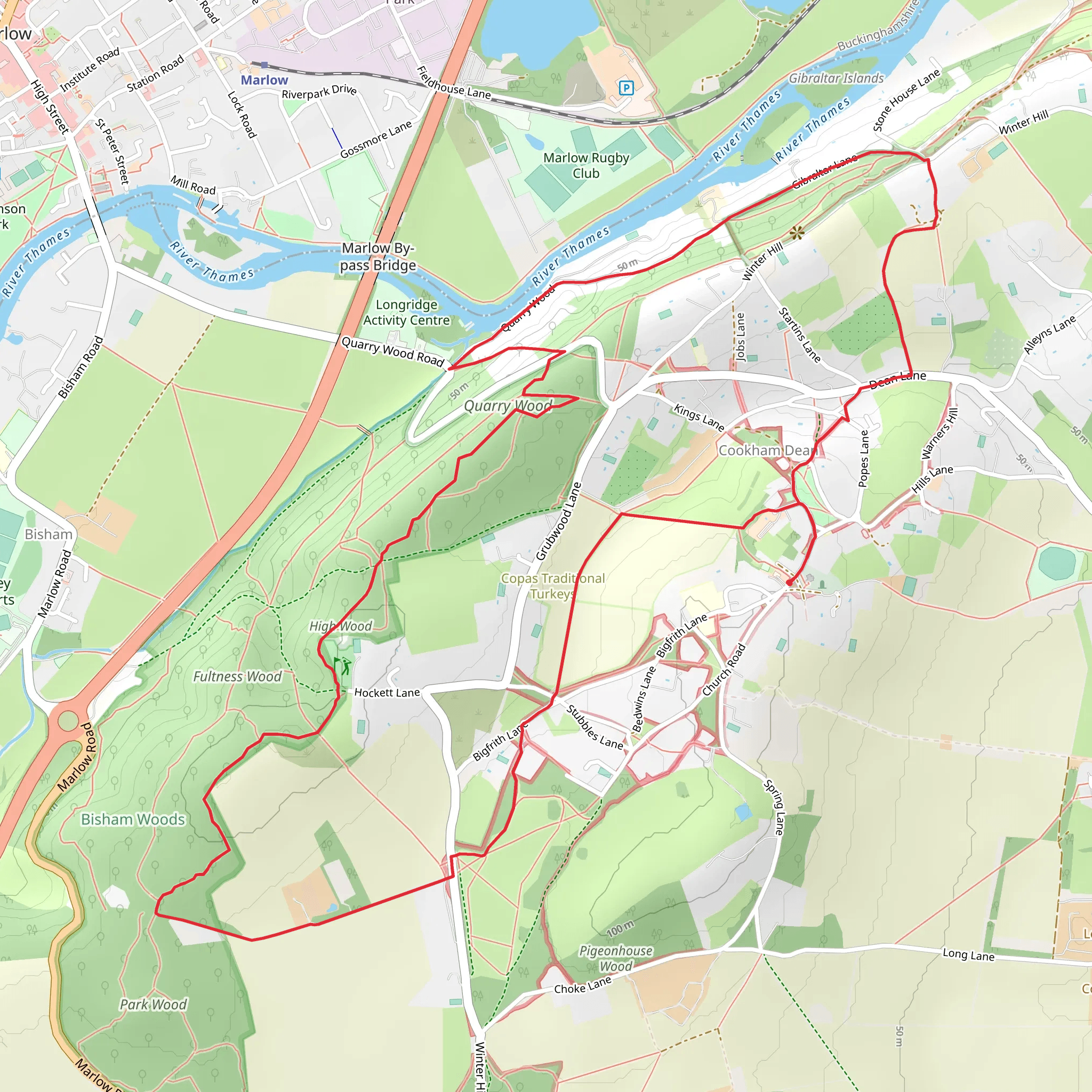 Winter Hill, Quarry Wood and High Wood Loop mobile static map