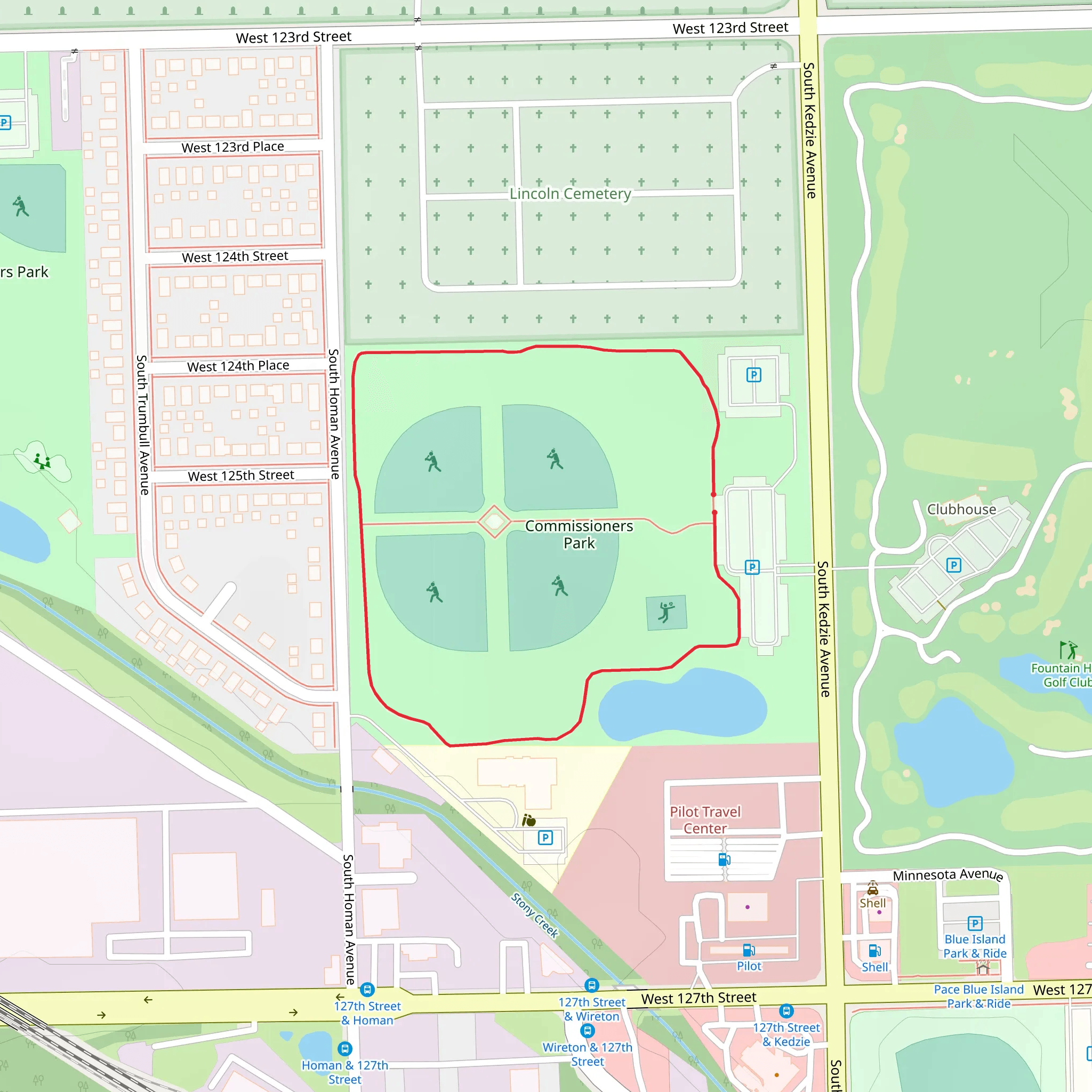 Commissioners Park Loop mobile static map