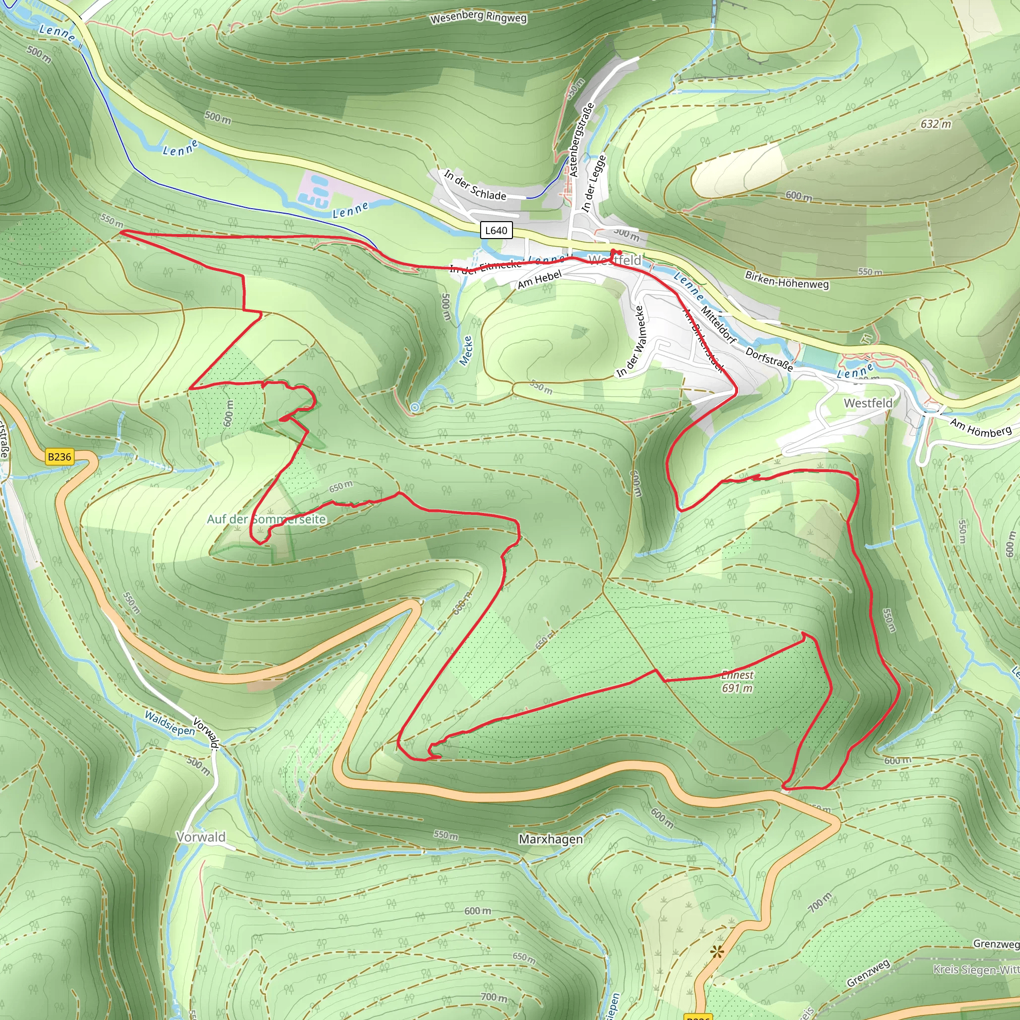 Graftenberg, Ennest Peak Loop via In der Eitmecke mobile static map