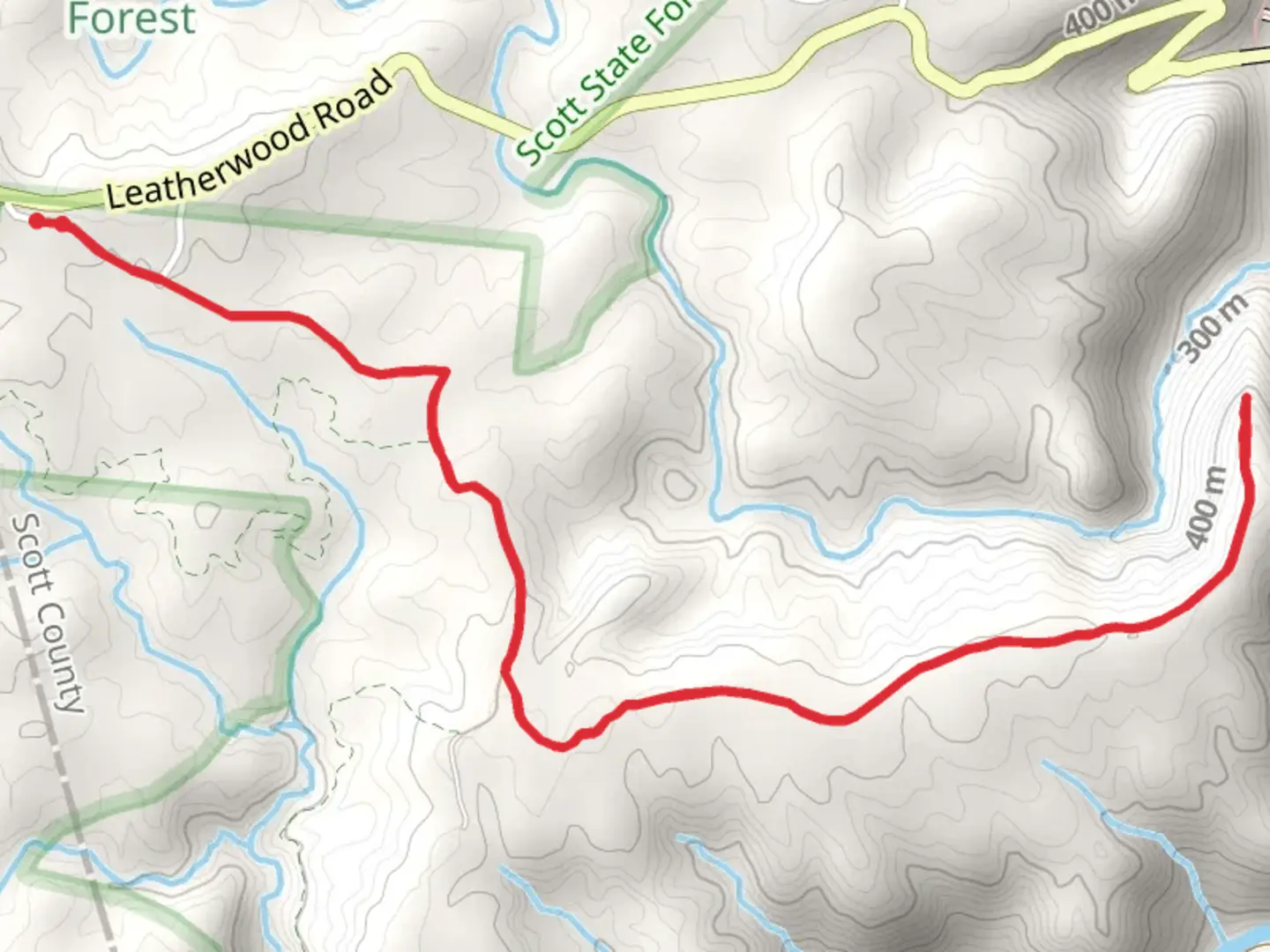 An image depicting the trail Leatherwood Overlook Spur Trail and its surrounding area.