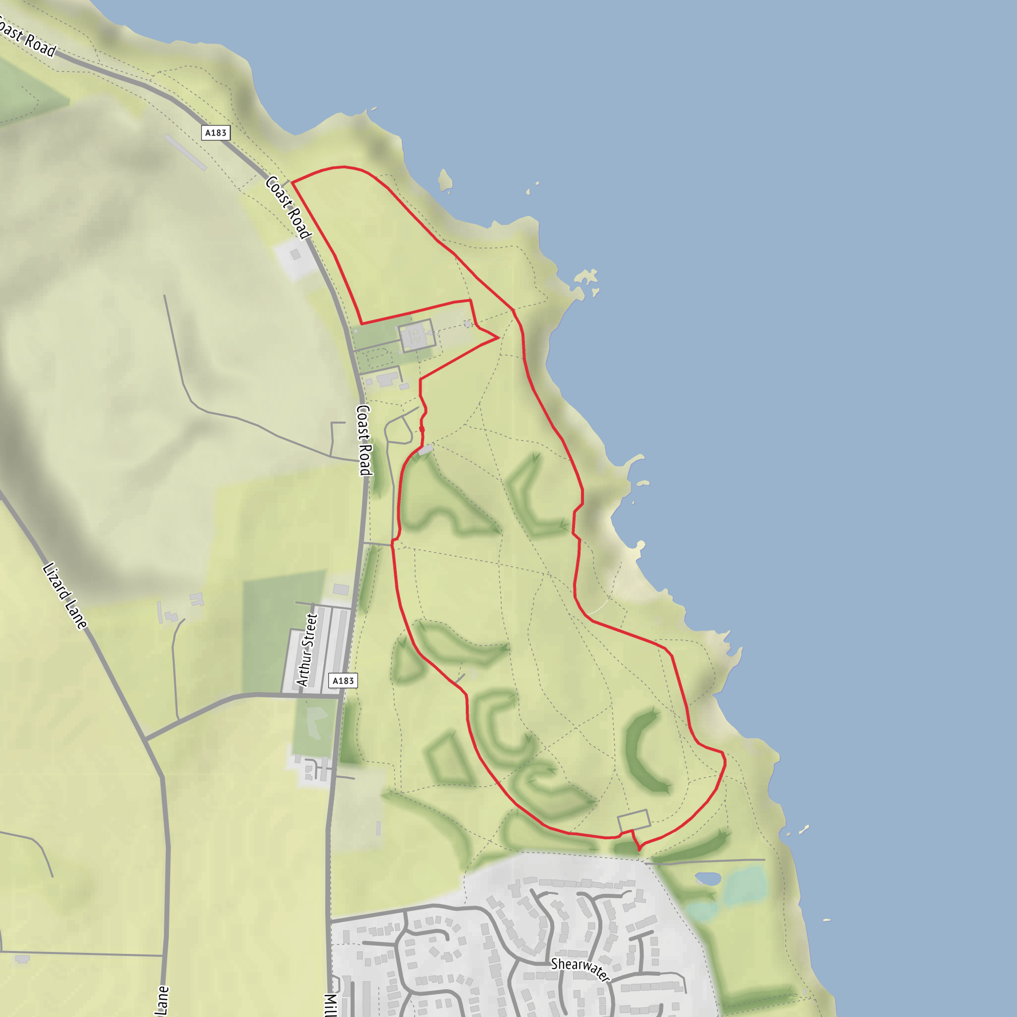 Whitburn Coastal Park via Lizard Point and Potter's Hole mobile static map