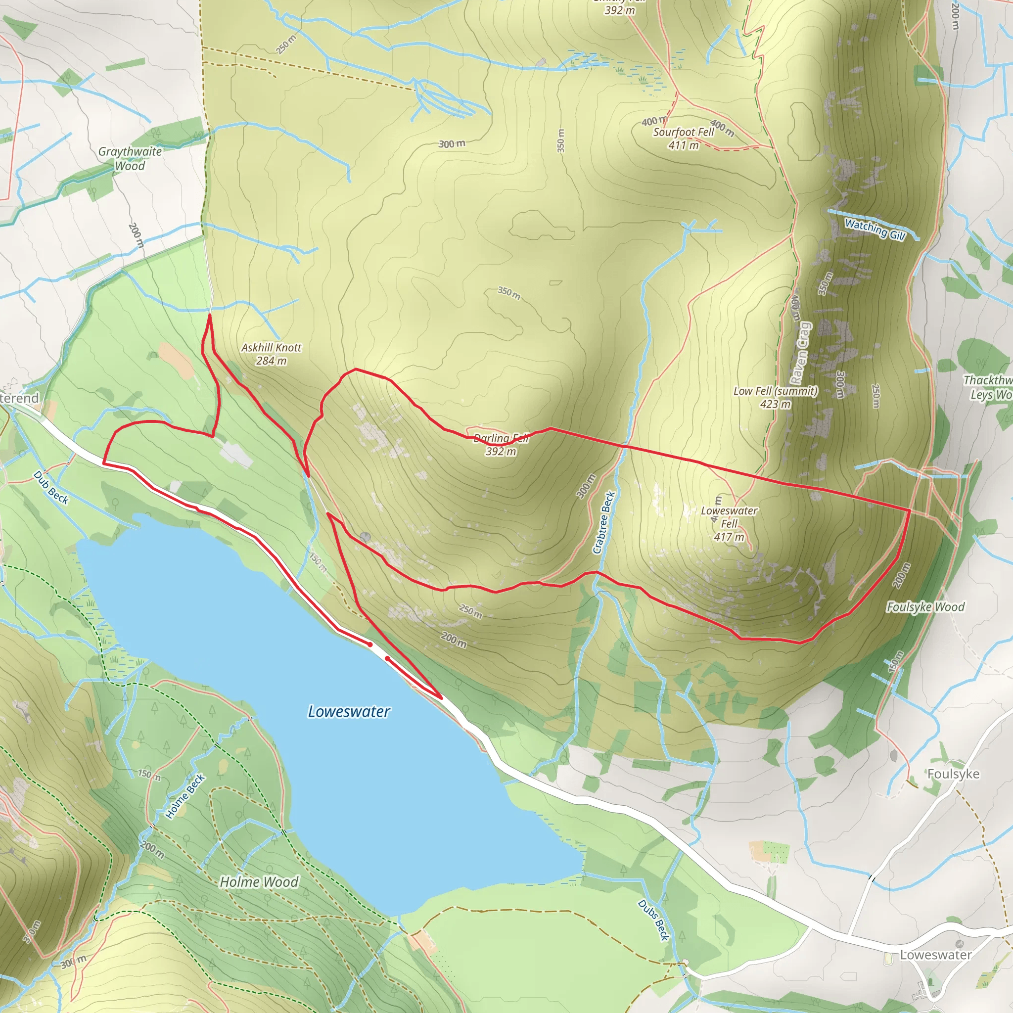 Darling Fell and Loweswater Loop mobile static map