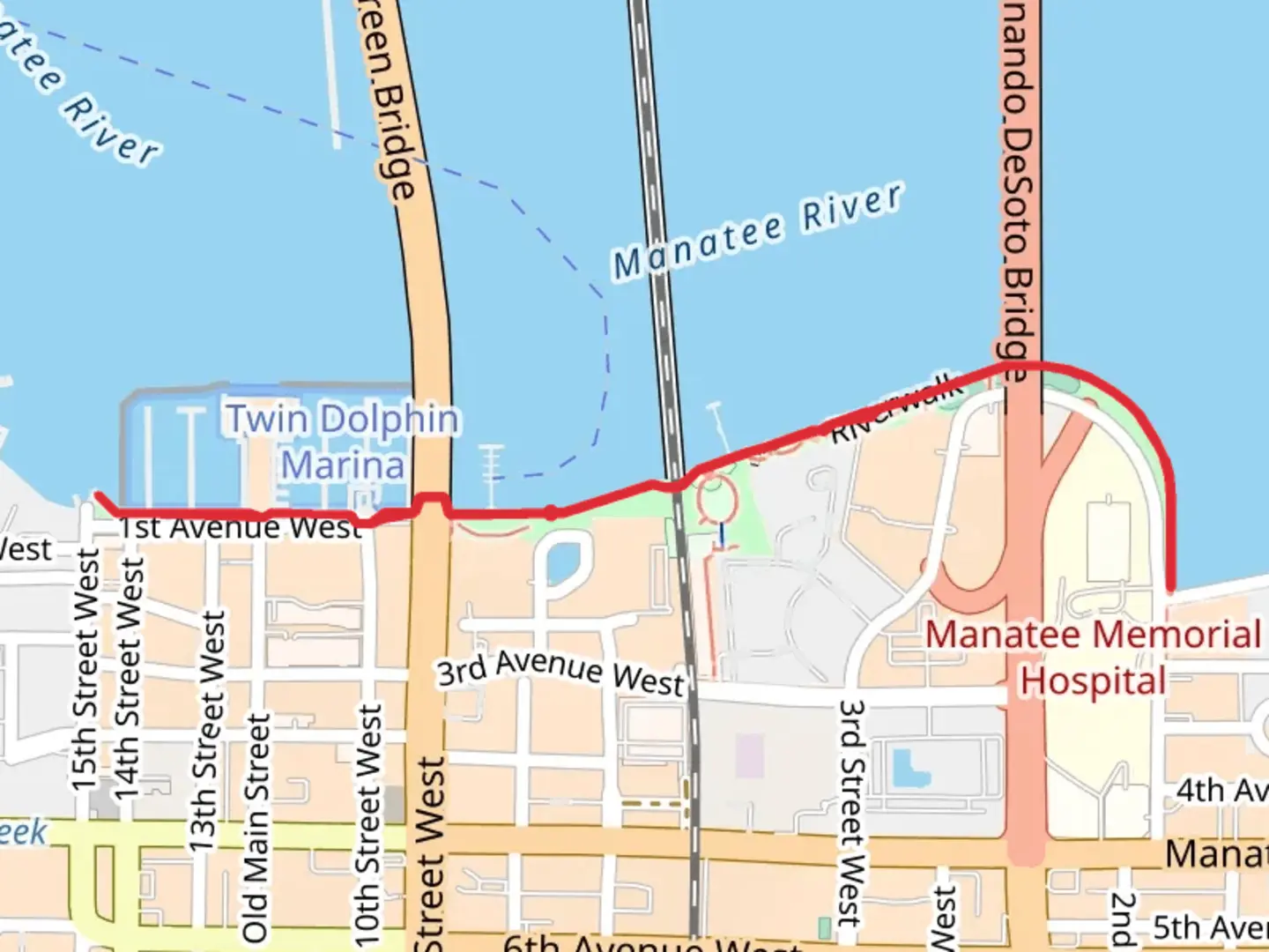 An image depicting the trail Manatee River Walk and its surrounding area.