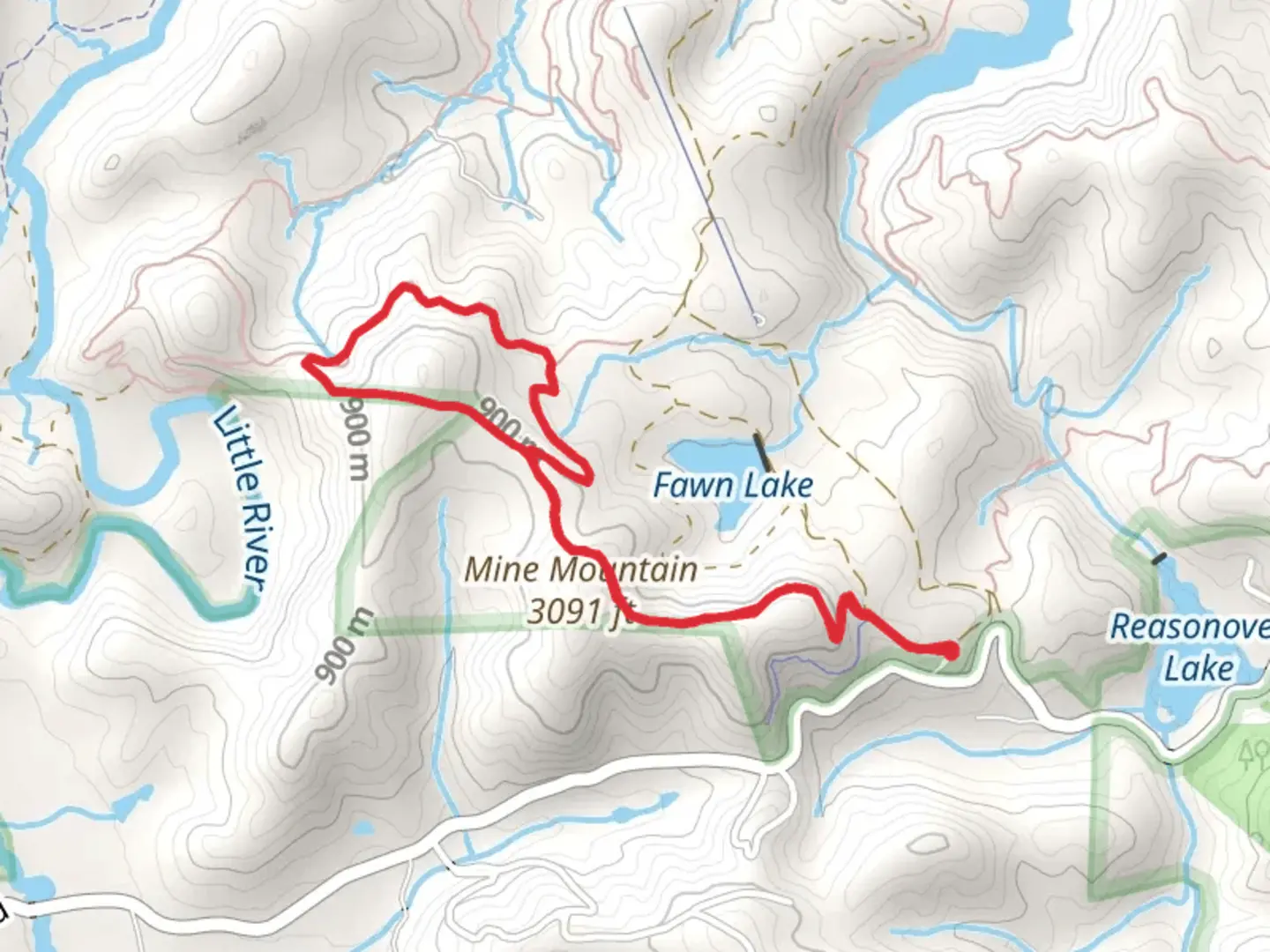 An image depicting the trail Mine Mountain, Cart and Laurel Ridge Loop Trail and its surrounding area.