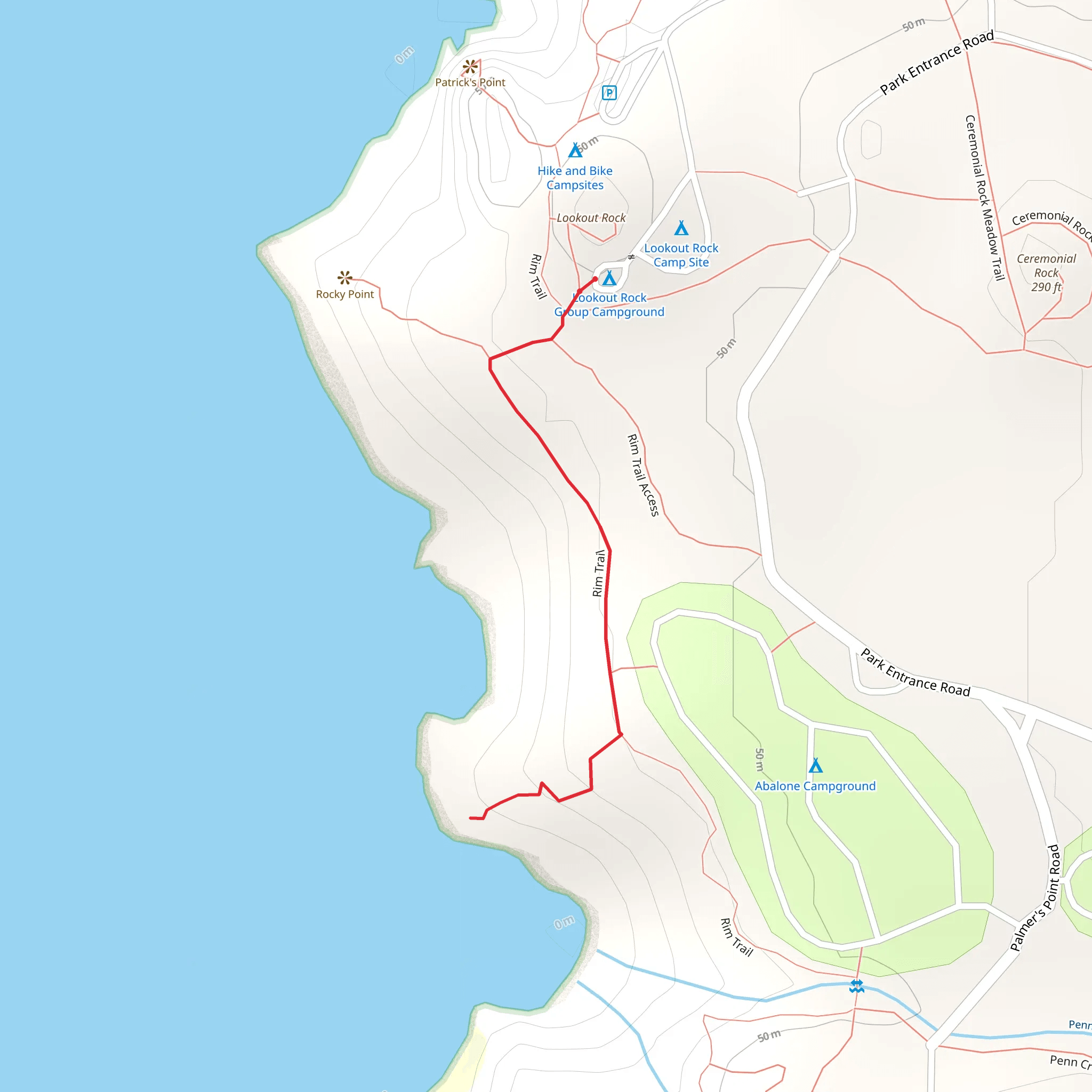 Abalone Point via Rim Trail mobile static map