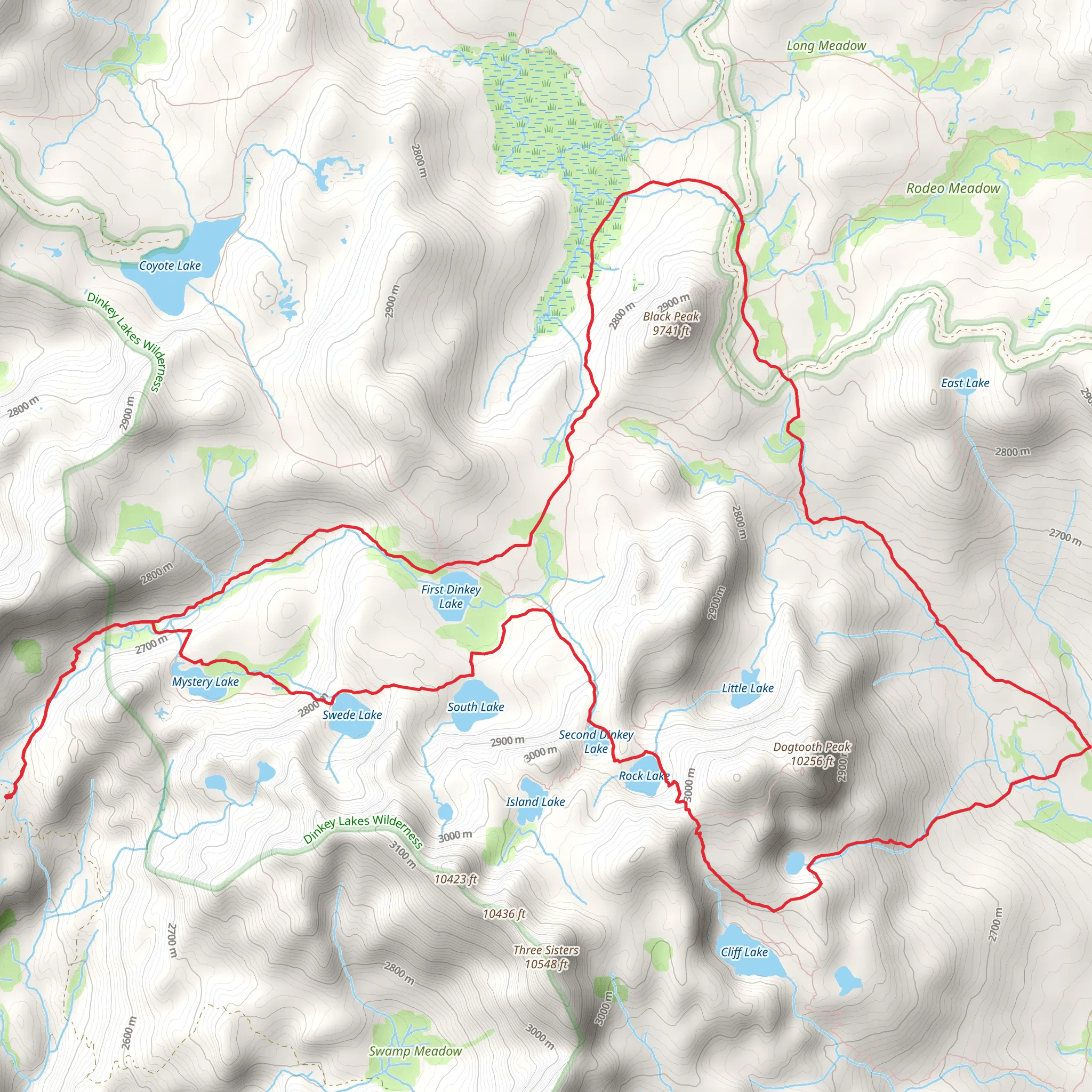 Dogtooth and Black Peak Loop mobile static map