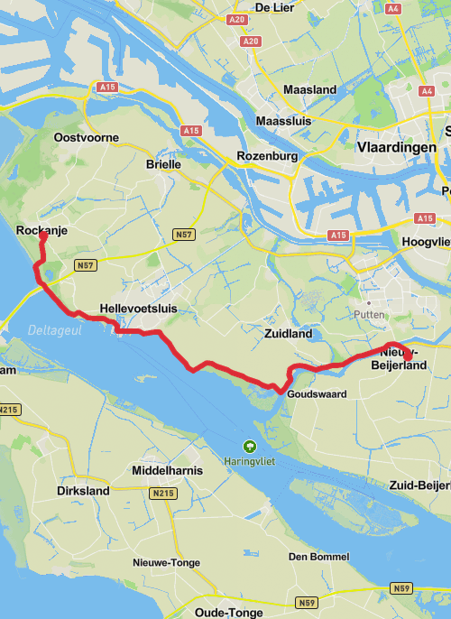 Wandeling opHike from Nieuw-Beijerland to Rockanje mobile static map