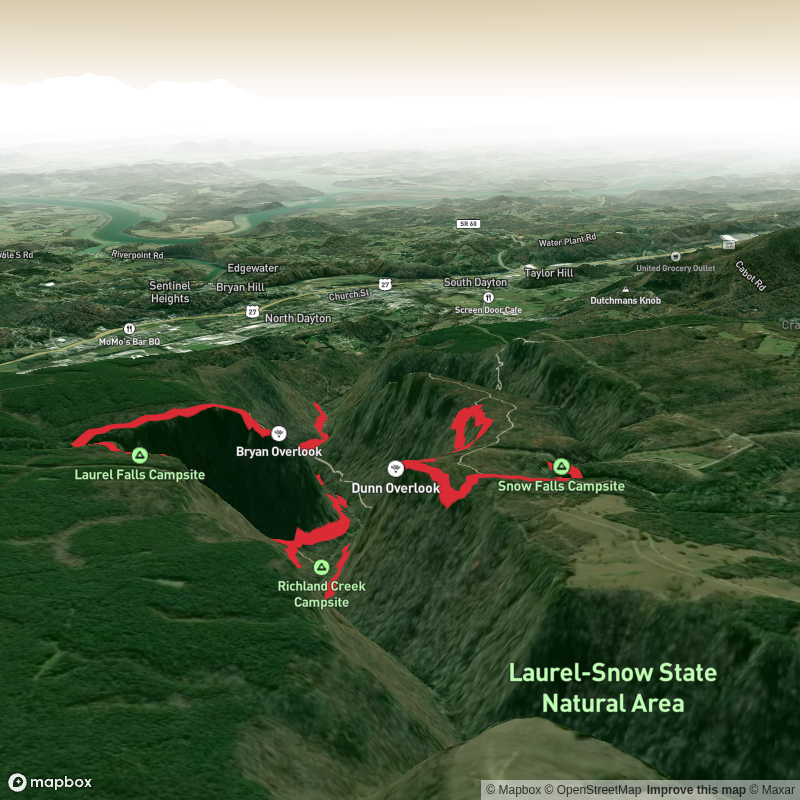Dunn Overlook, Snow Falls, Laurel Falls and Bryan Overlook