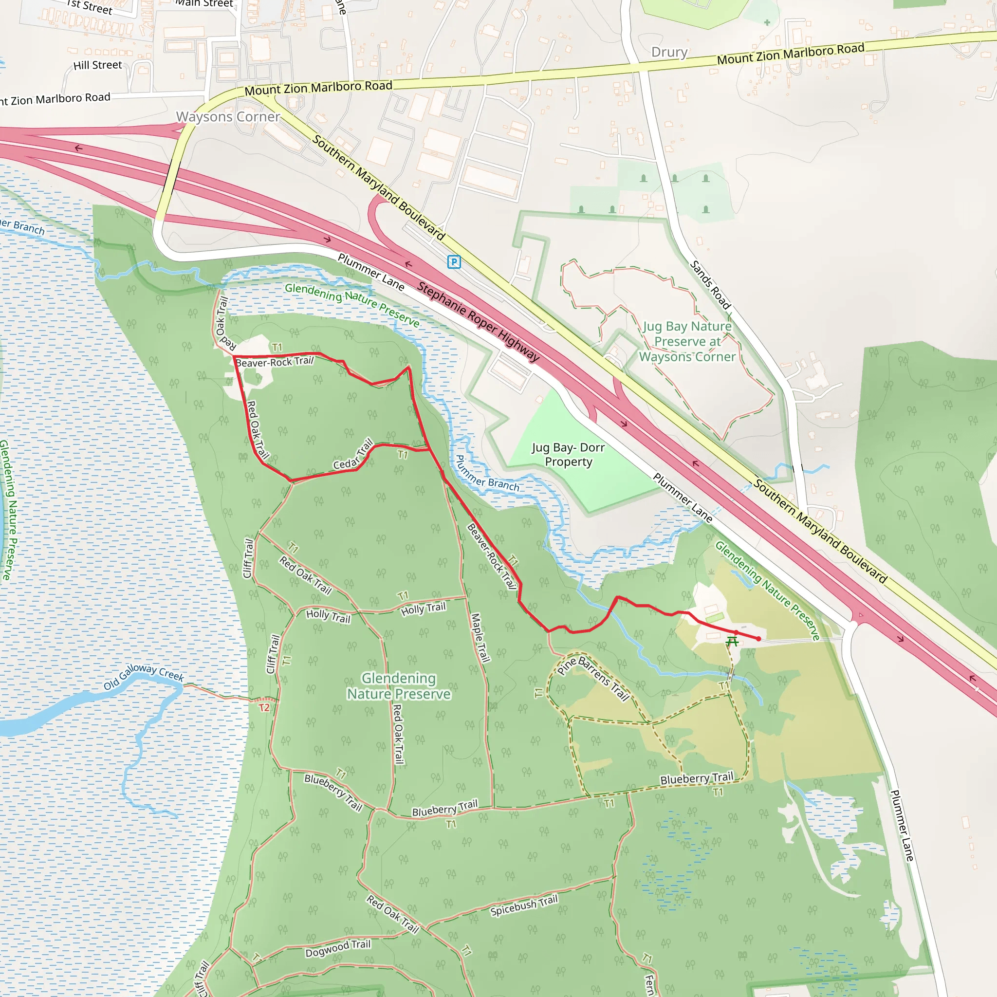 Beaver-Rock and Cedar Loop Trail mobile static map