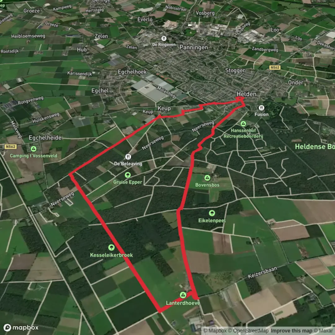 An image depicting the trail Bovensbos Peelweg Loop and its surrounding area.