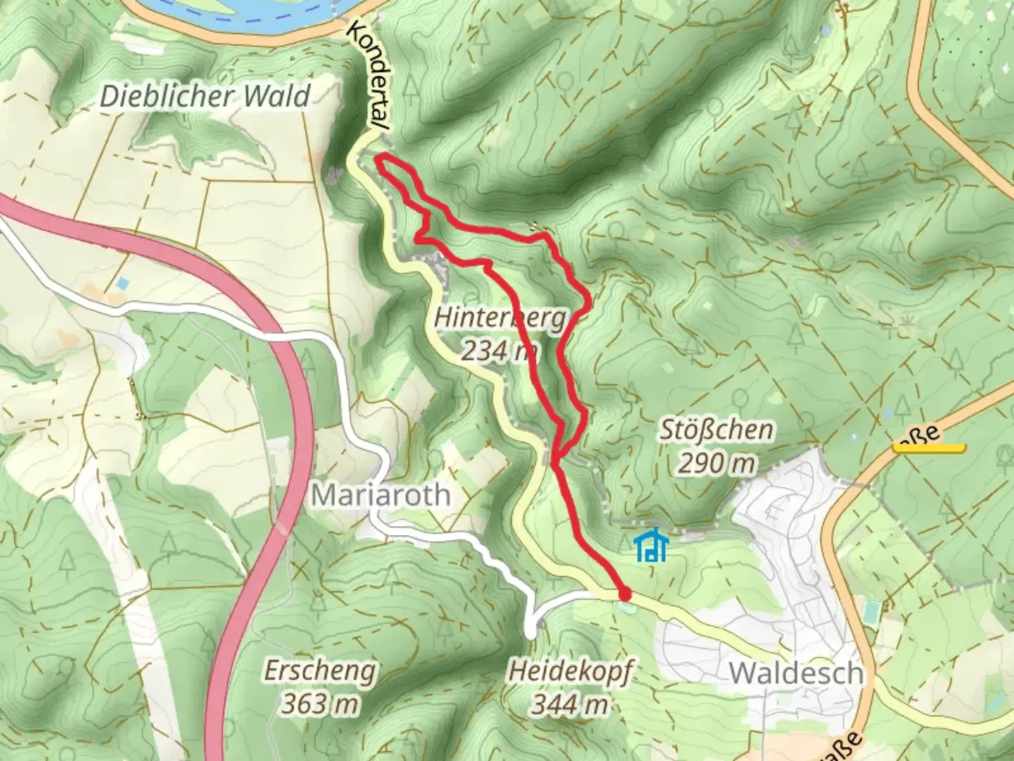 An image depicting the trail Hinterberg Loop via Am Schlüssel and its surrounding area.