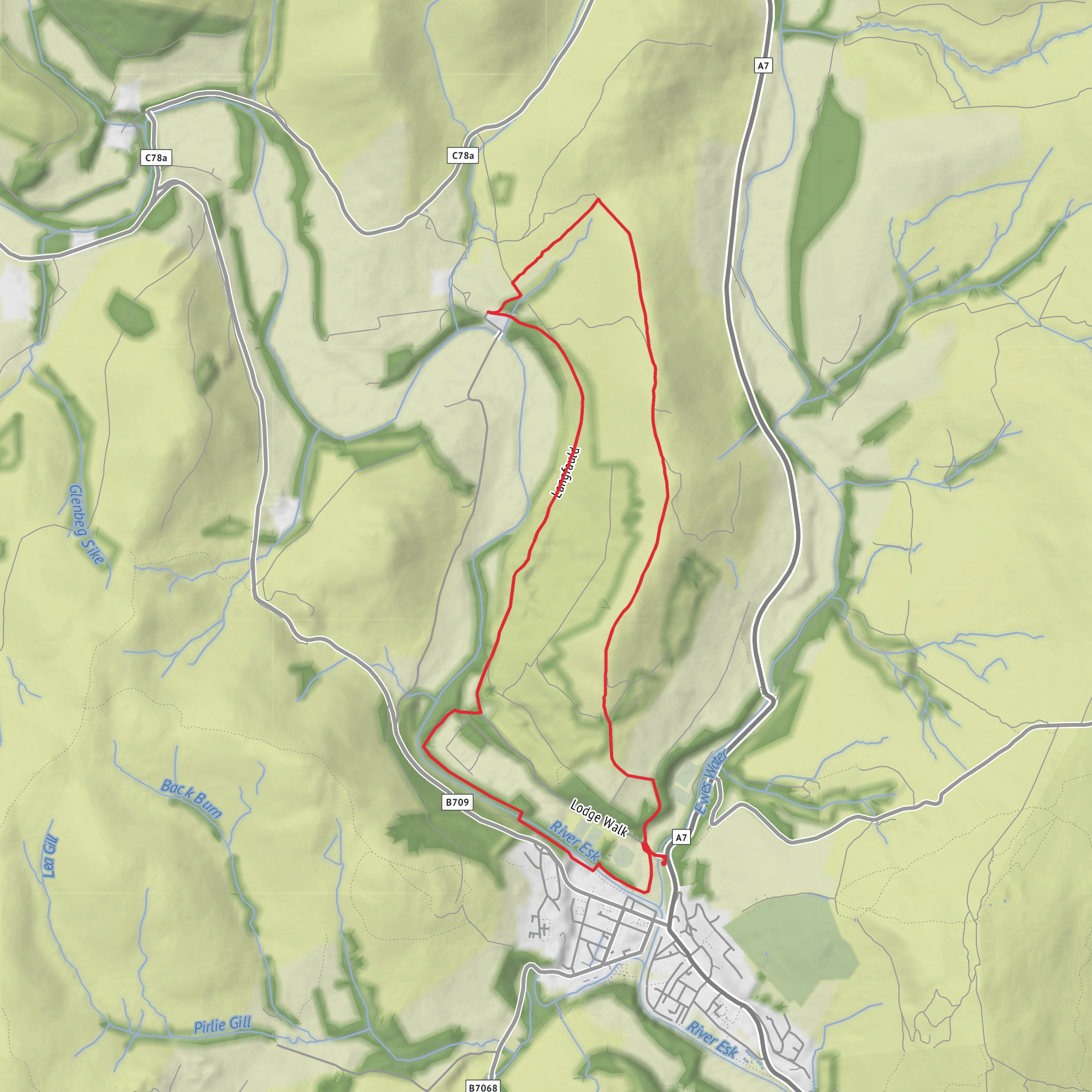 Gallowside Wood, Langfauld Wood, Potholm Hill and Castle Hill Loop mobile static map