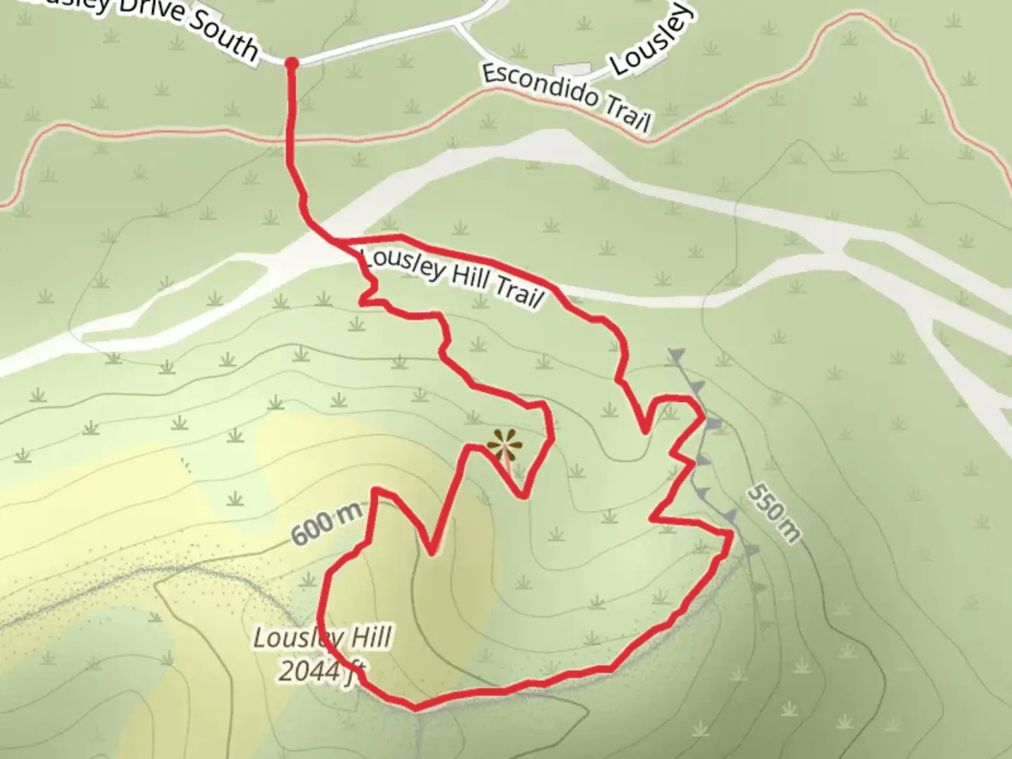 An image depicting the trail Lousley Hill Loop and its surrounding area.