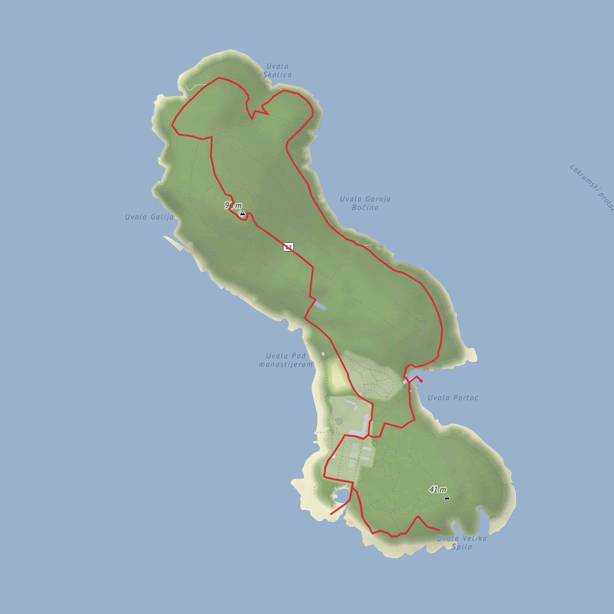 Fort Royal, The Big water Reservoir and Uvala Velika Spila Loop mobile static map