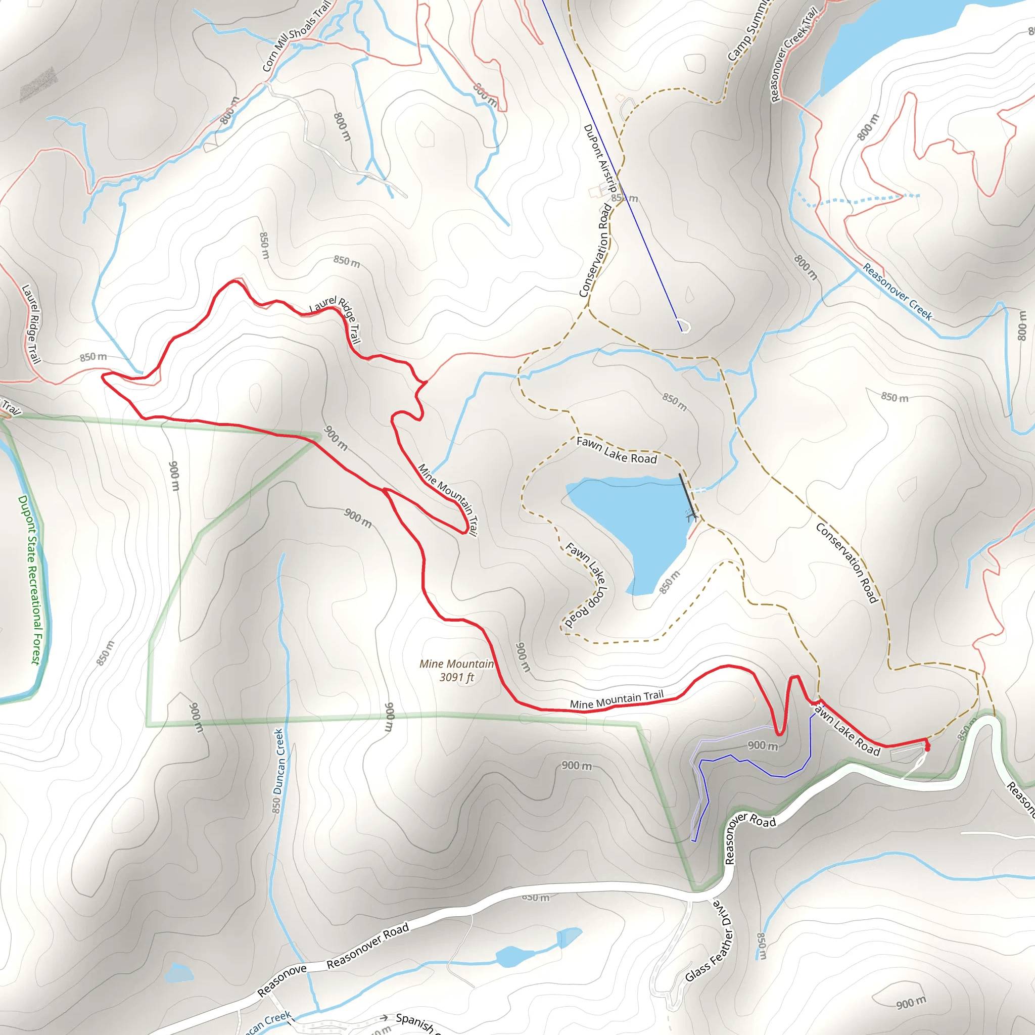 Mine Mountain, Cart and Laurel Ridge Loop Trail mobile static map