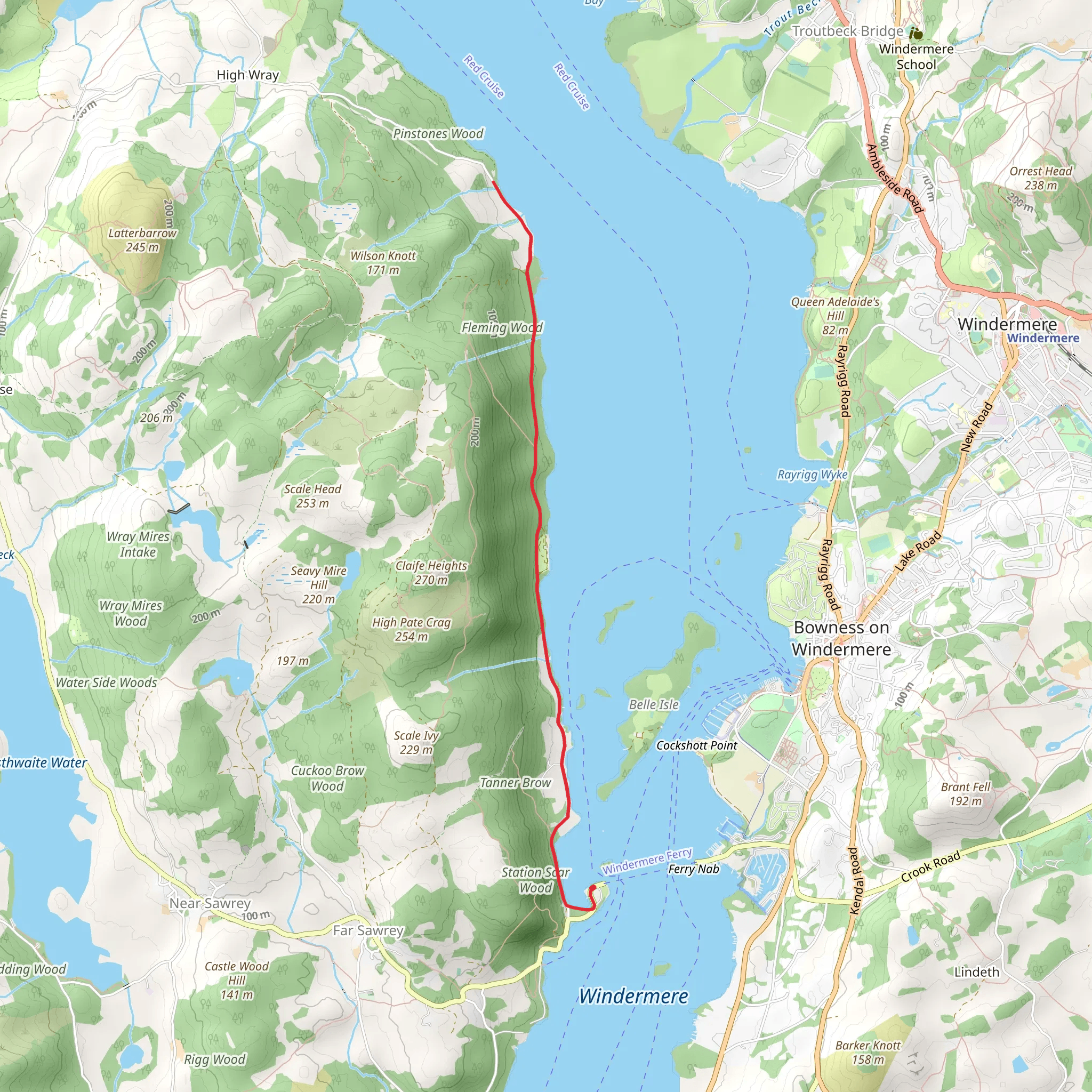 Windermere's Western Shore mobile static map