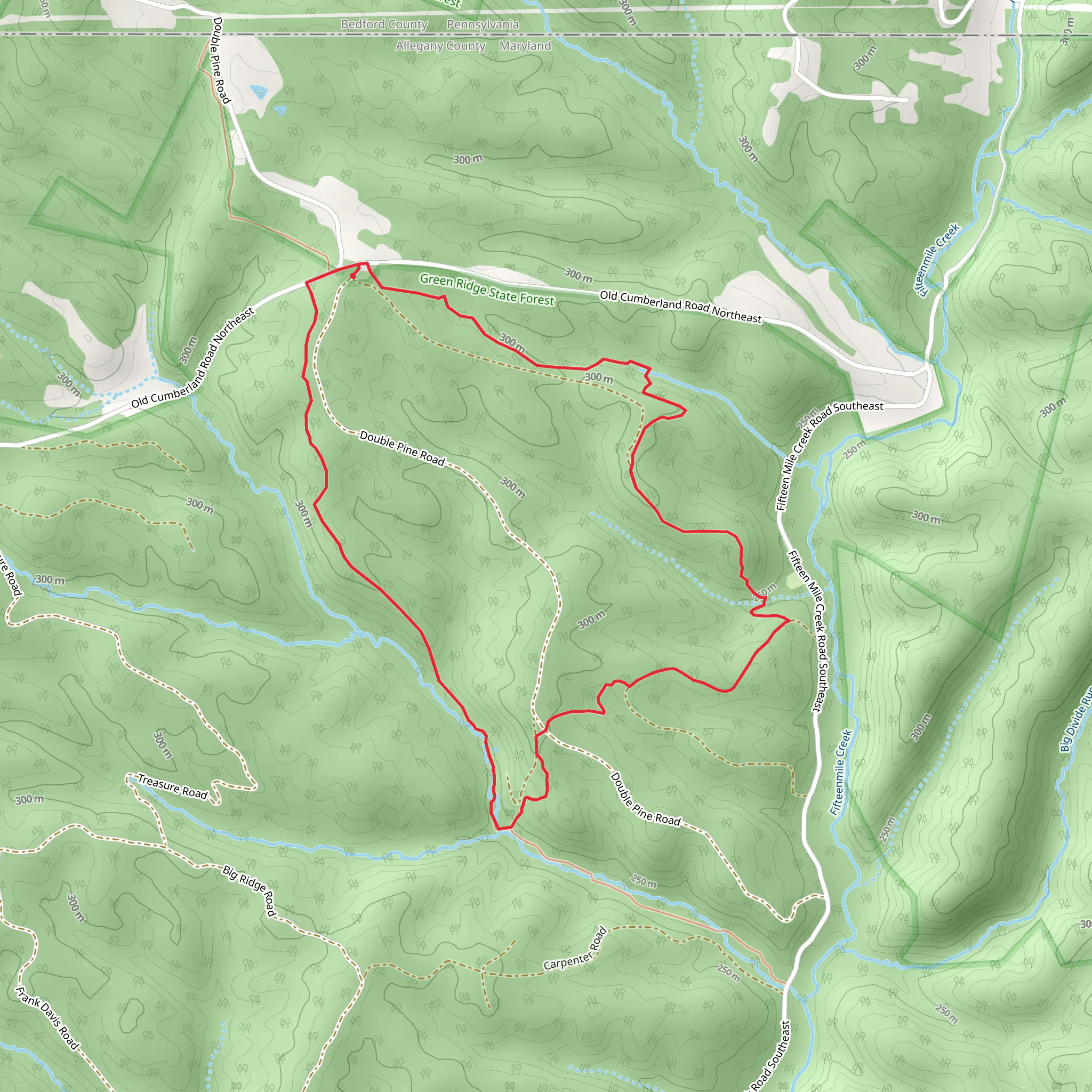 Twin Oaks and Pine Lick Loop Trail mobile static map