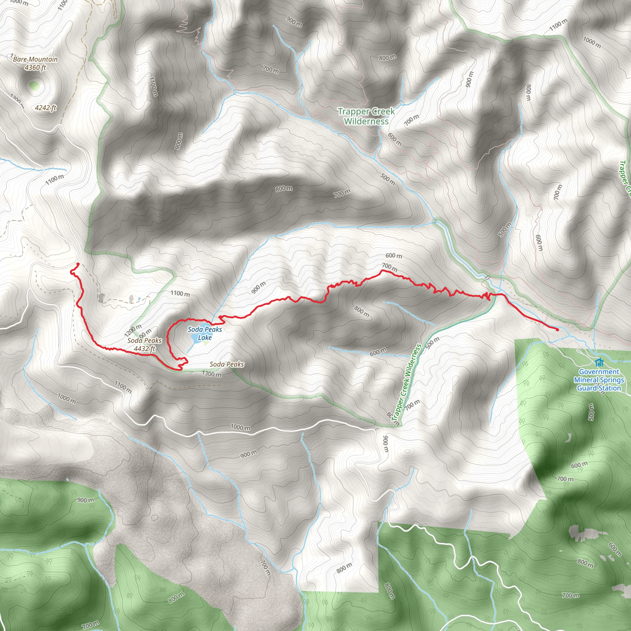 Soda Peaks Lake Trail mobile static map