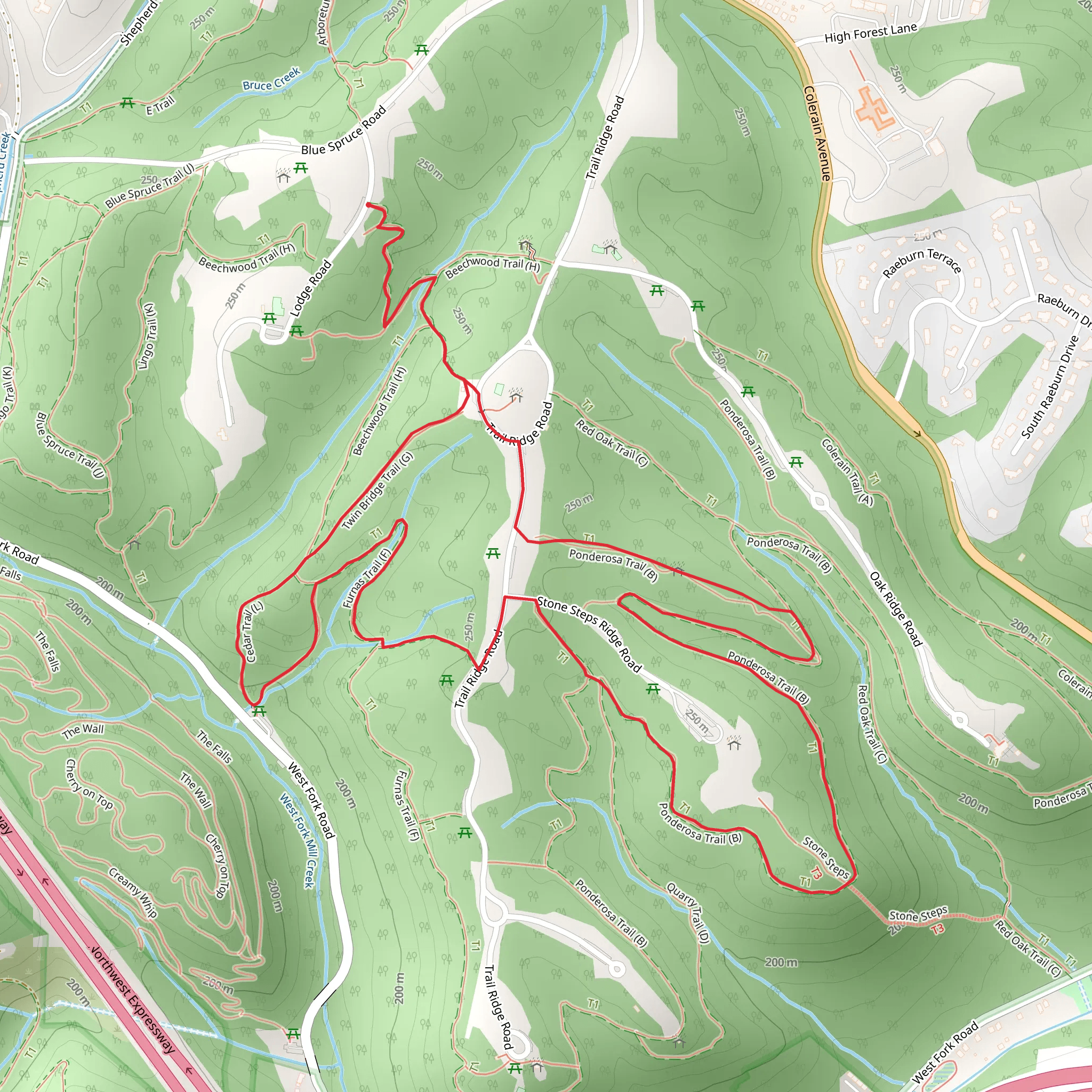 Beechwood and Ponderosa Loop Trail mobile static map