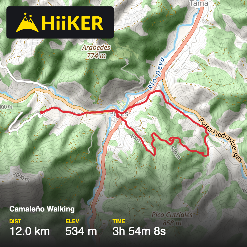 A map preview of the recording Camaleño Walking.