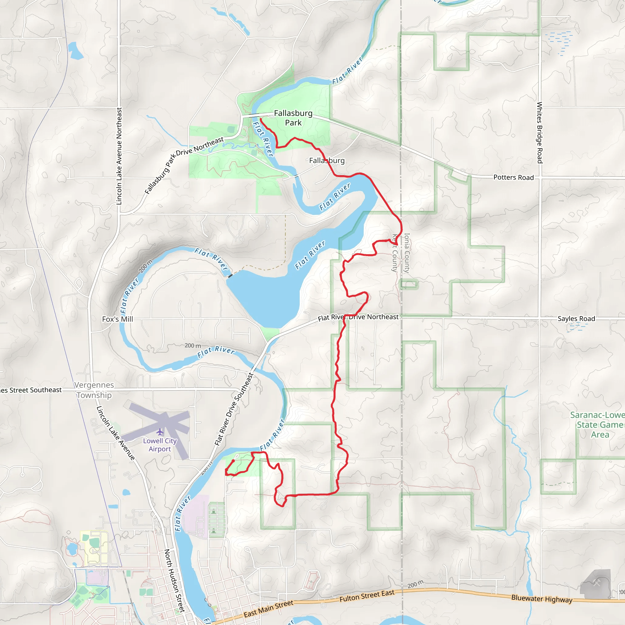 Boy Scout Cabin Park and Flat River via NCT mobile static map