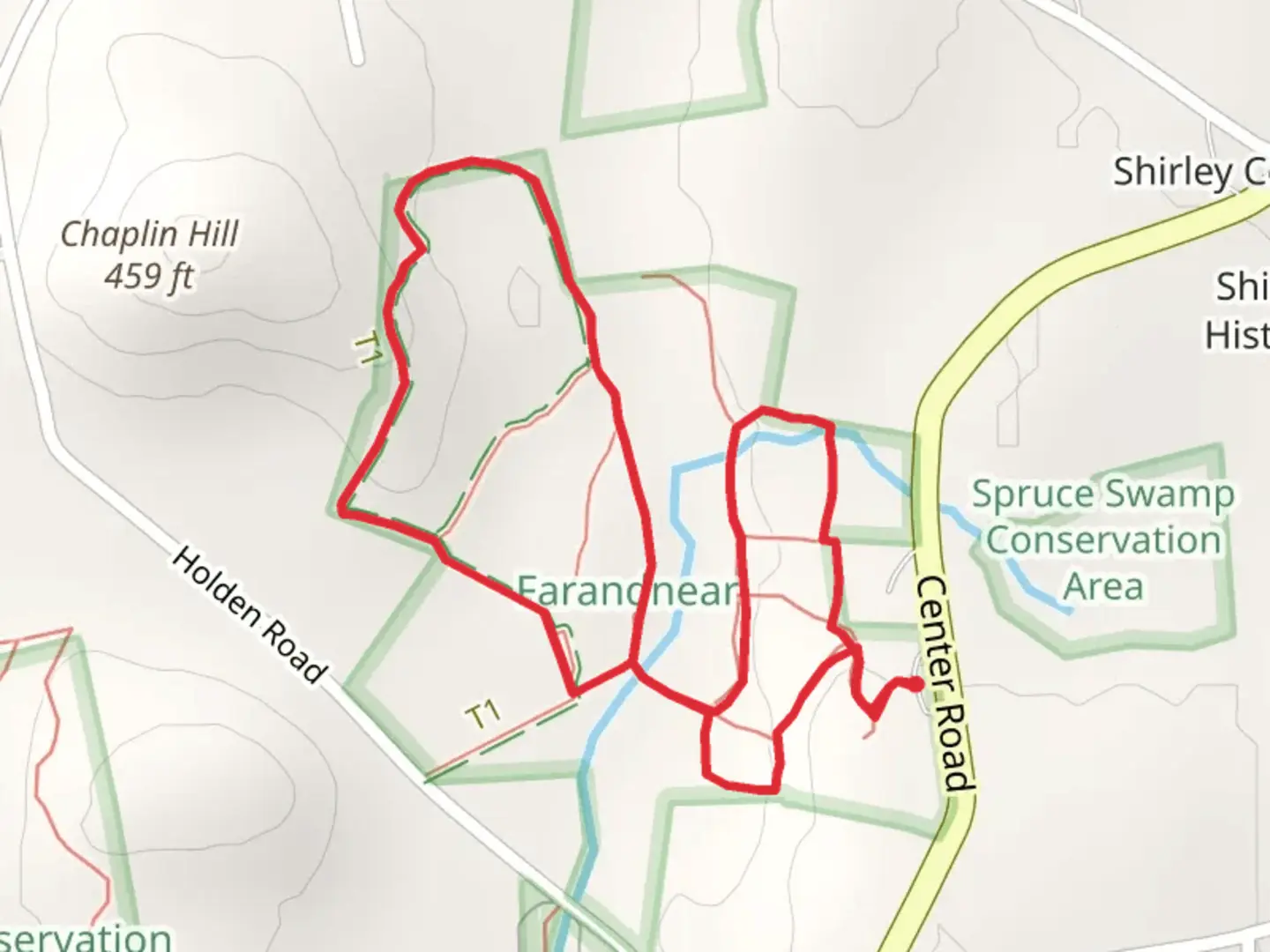 An image depicting the trail Spruce Swamp Brook Loop Trail and its surrounding area.