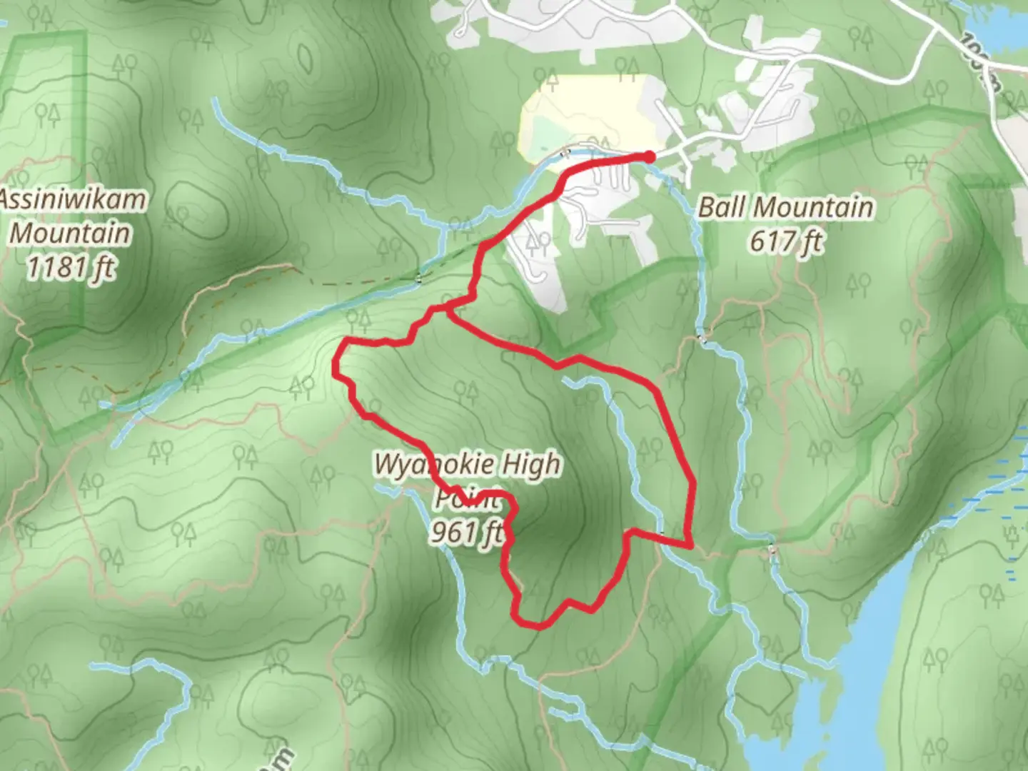 An image depicting the trail Mine and Wyanokie Circular Loop Trail and its surrounding area.
