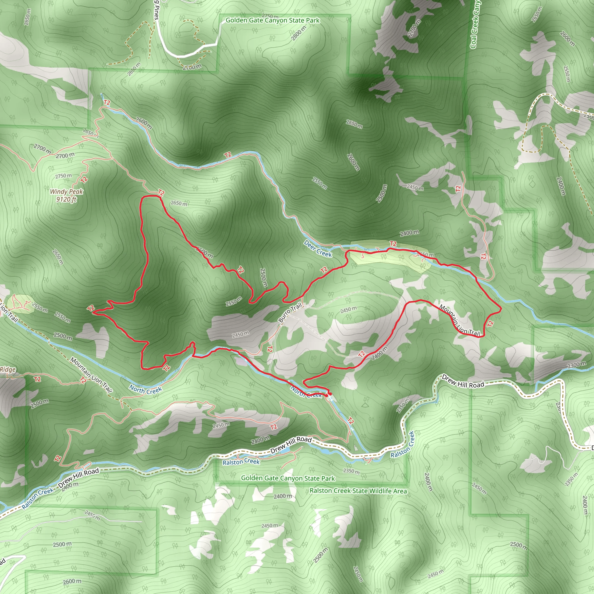 Mountain Lion Trail and Burro Trail Loop mobile static map
