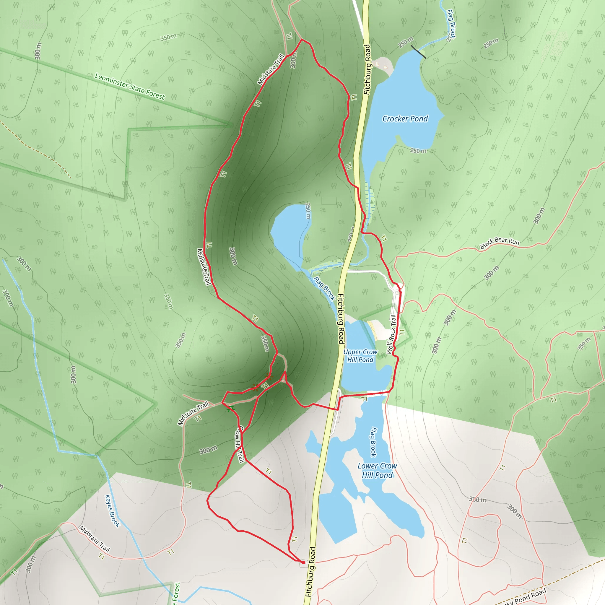 Crow Hill Ledges and Crow Hill Trail Loop mobile static map
