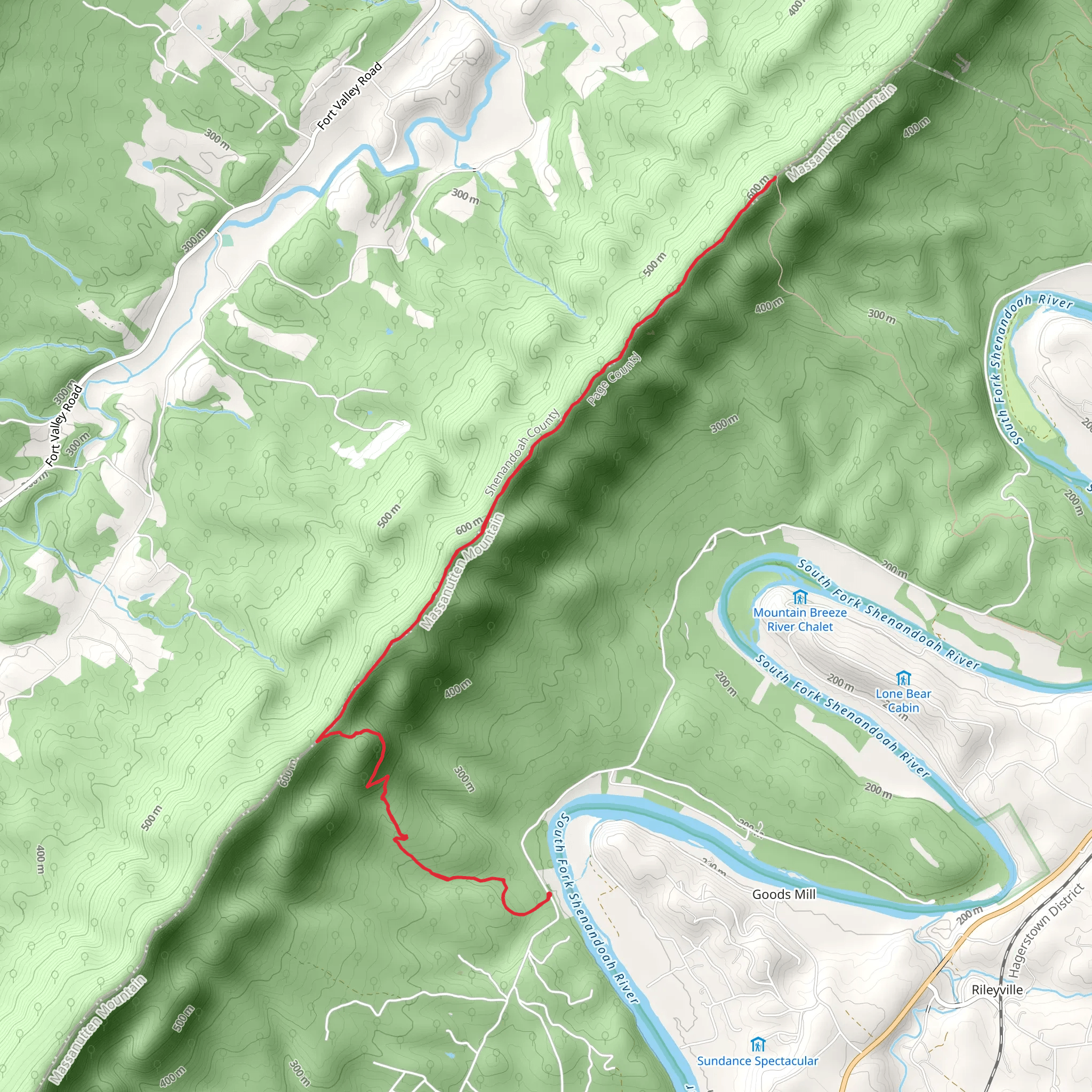 Massanutten Mountain - Orange and Habron Gap Trail mobile static map