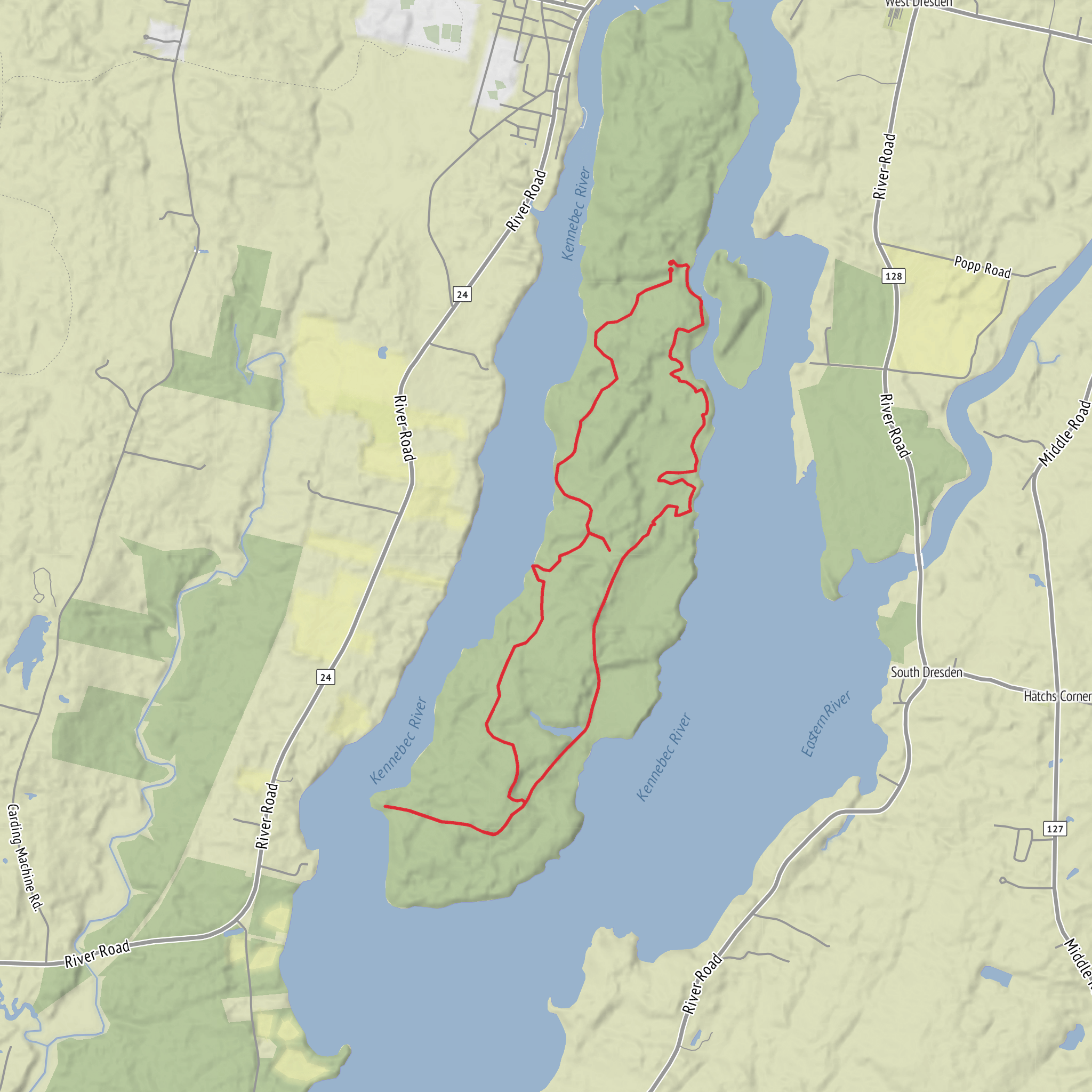 Kennebec River and Hatch Point Loop mobile static map