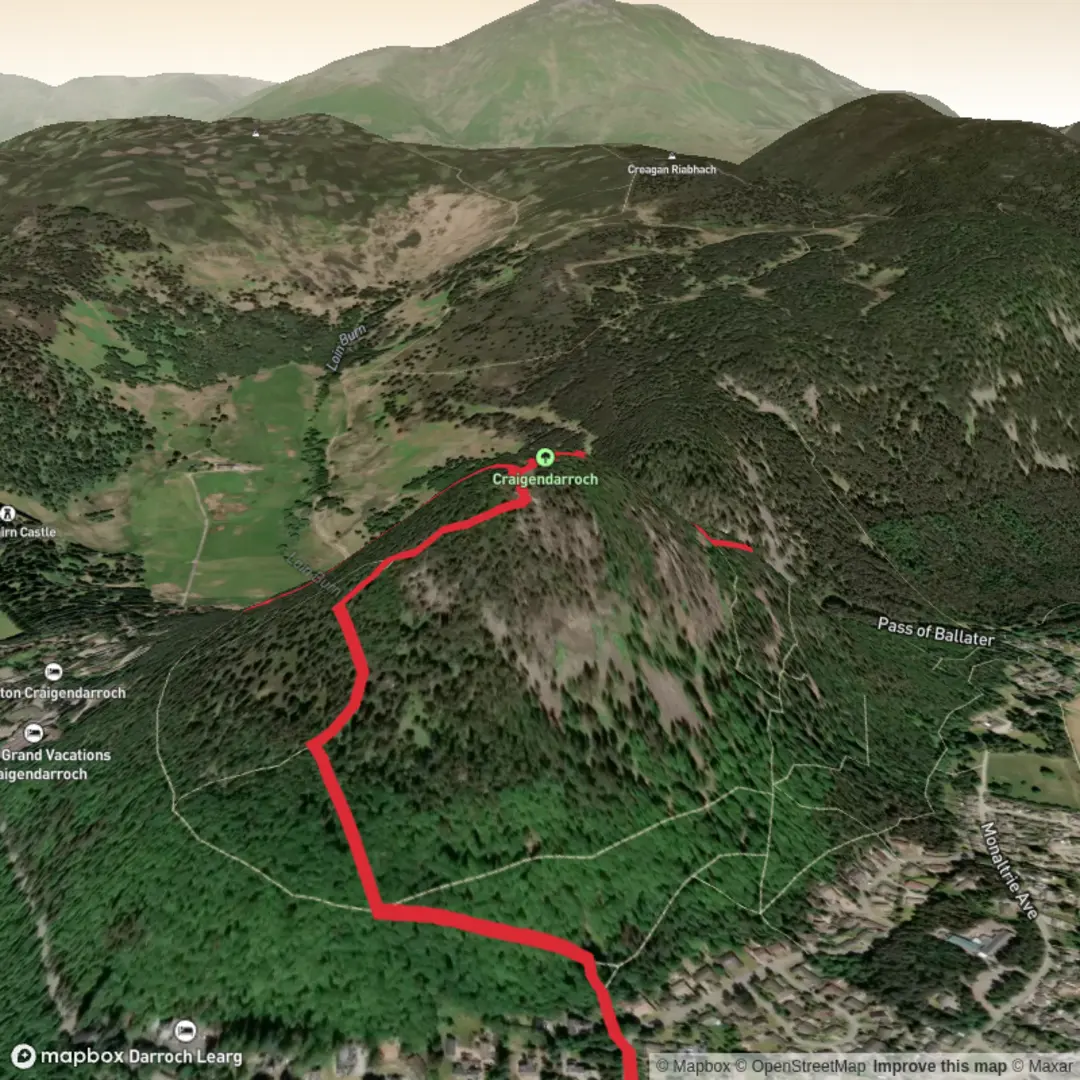 An image depicting the trail Craigendarroch Loop and its surrounding area.