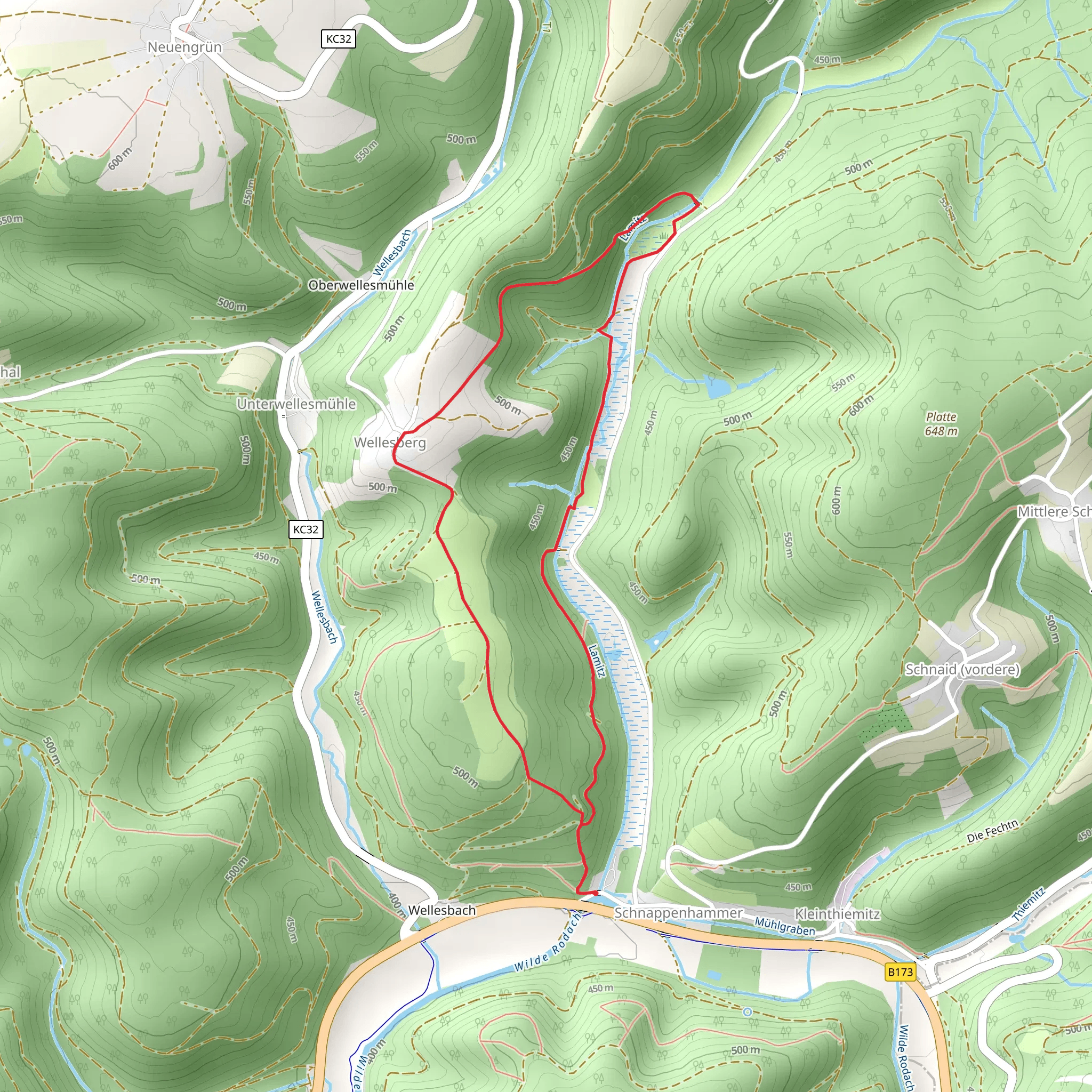 Wellesbach, Eichberg and Wellesberg Loop via Wallenfelser Hohenweg mobile static map