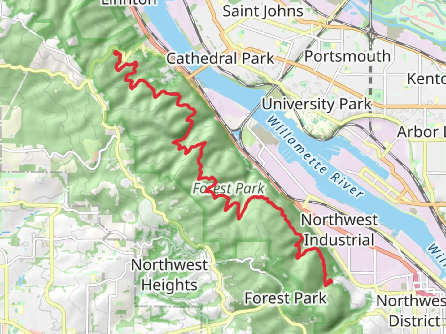 An image depicting the trail Northwest Leif Erikson Drive and its surrounding area.