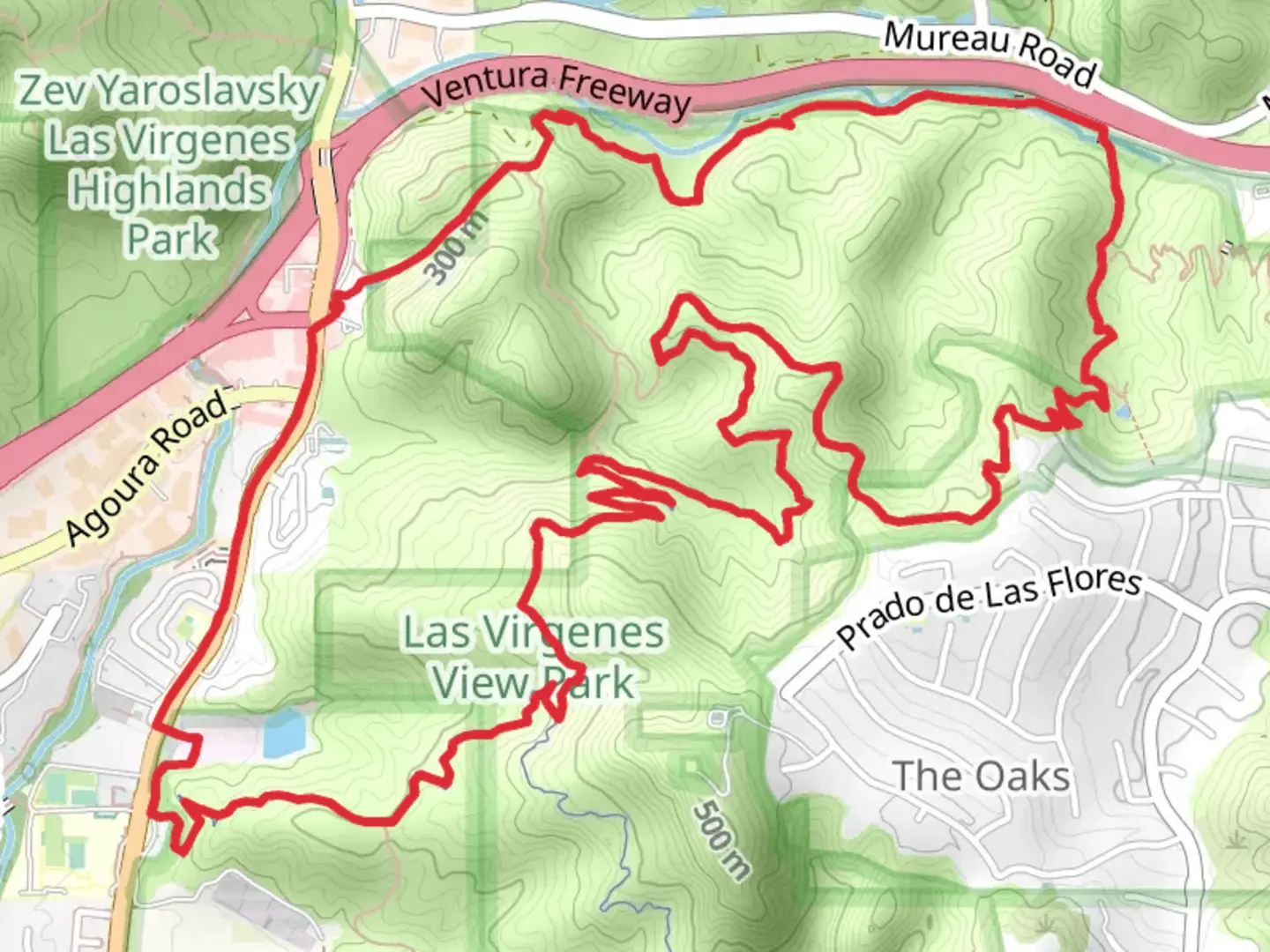 An image depicting the trail Calabasas Park Loop and its surrounding area.