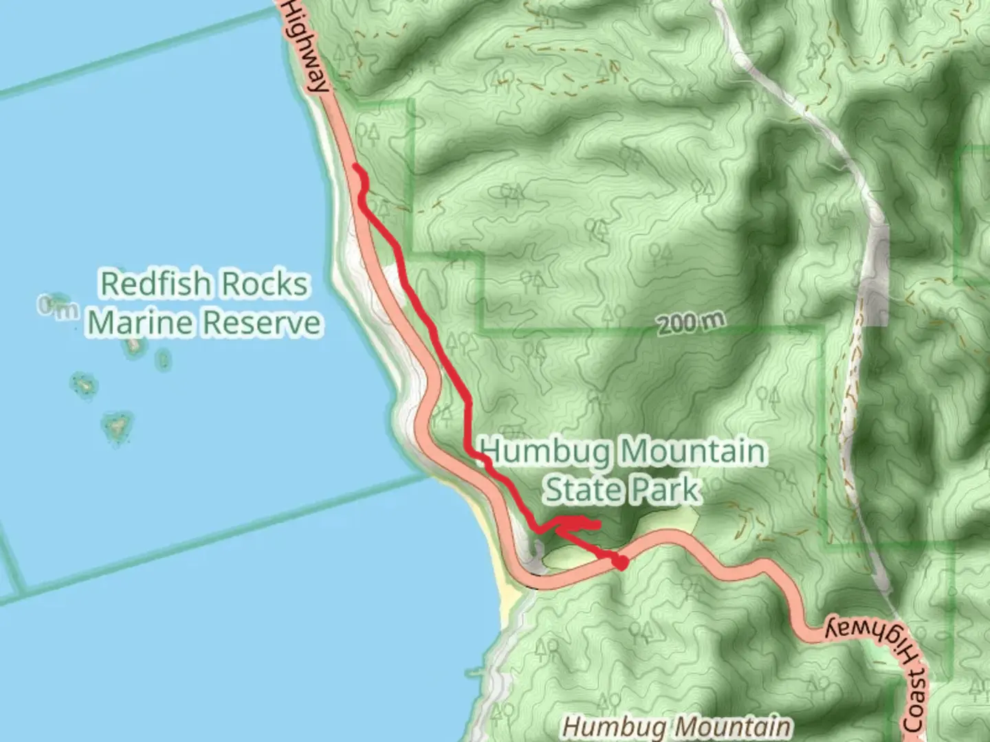 An image depicting the trail Humbug Mountain State Park and its surrounding area.