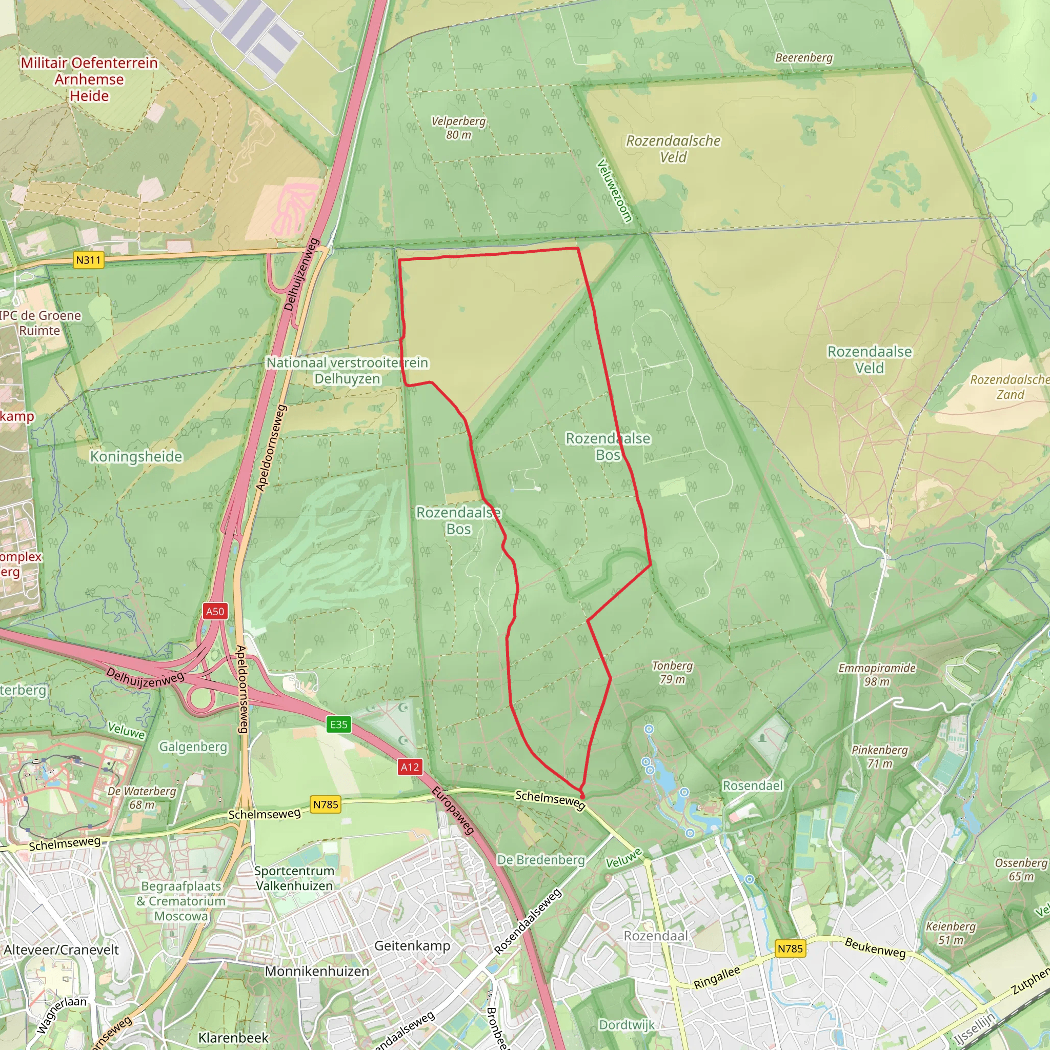 Rozendaalse Bos and Zwarte Bulten Loop mobile static map