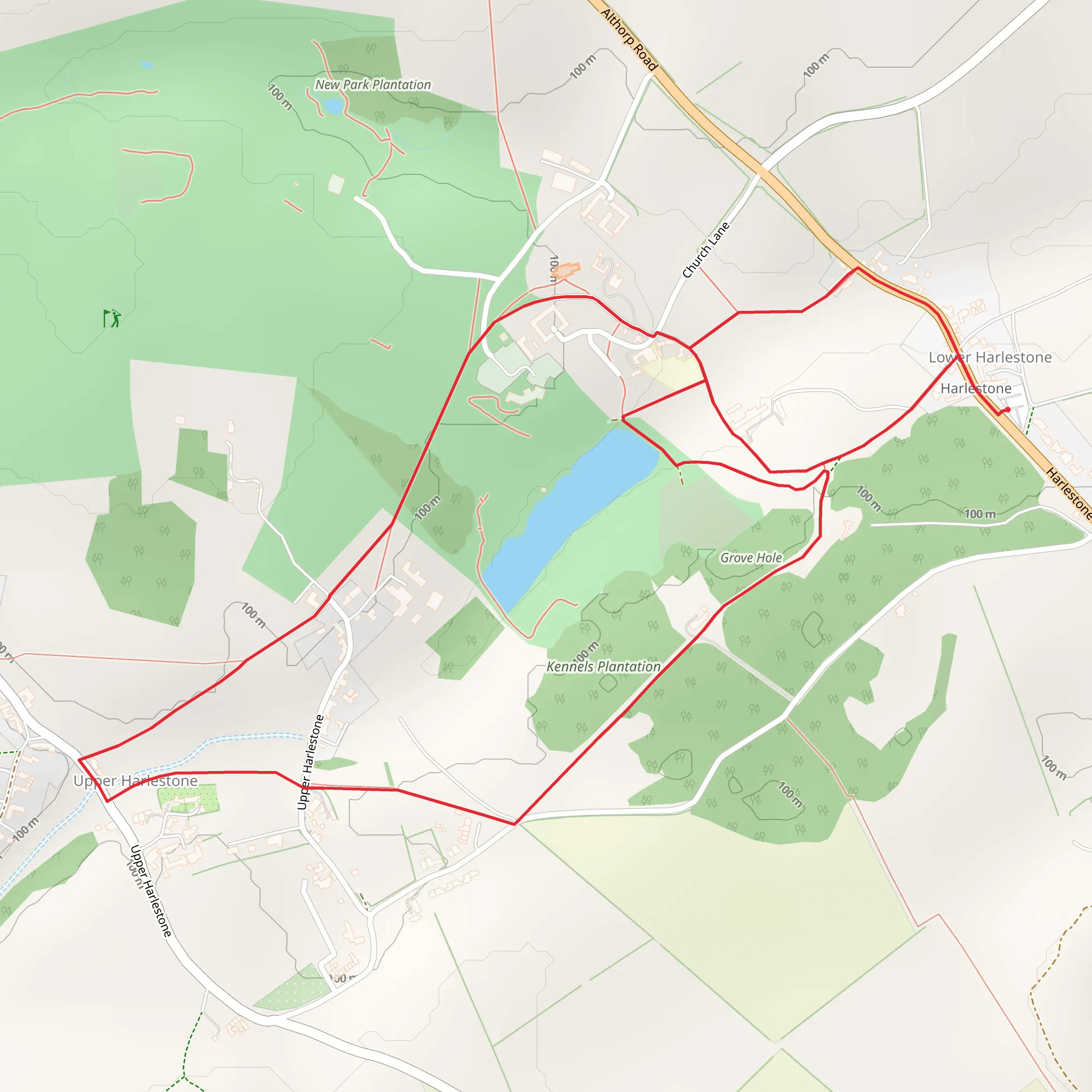 Harlestone Park Loop mobile static map
