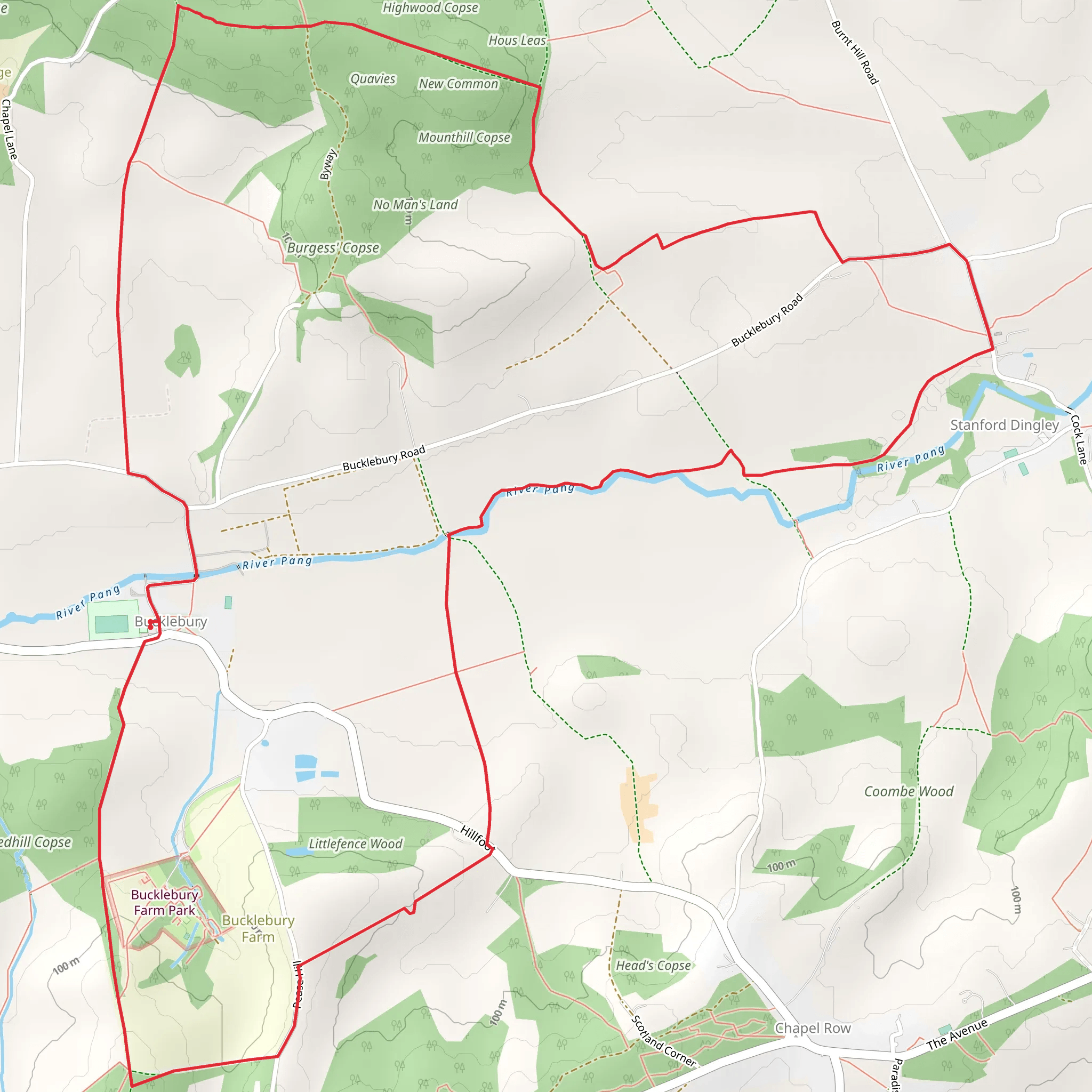 New Common and Pease Hill via Berkshire Circular Walk mobile static map
